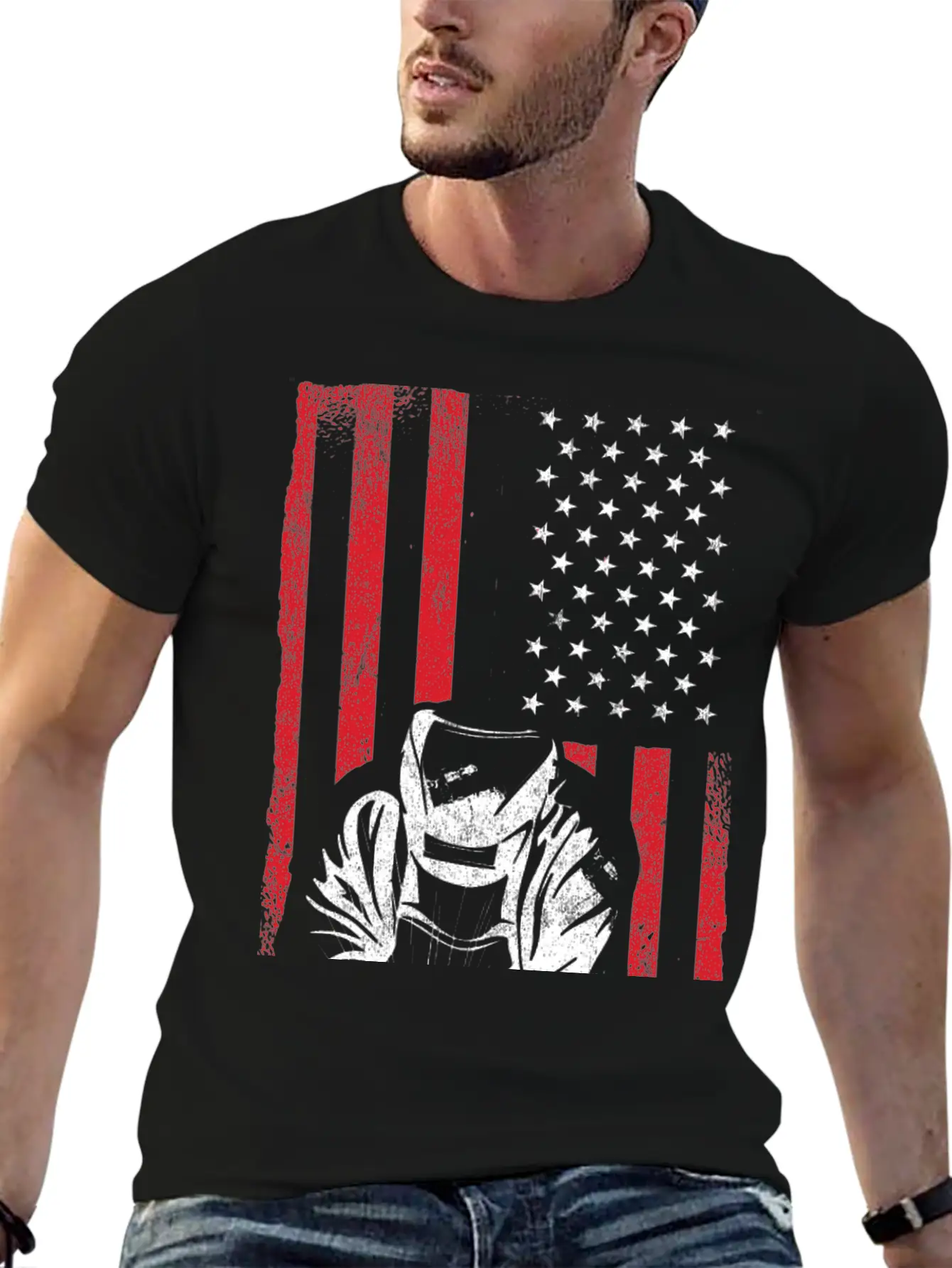 American Flag Weld Welder Welding Unisex Casual T-Shirt ��� Clean Design For Daily Comfort
