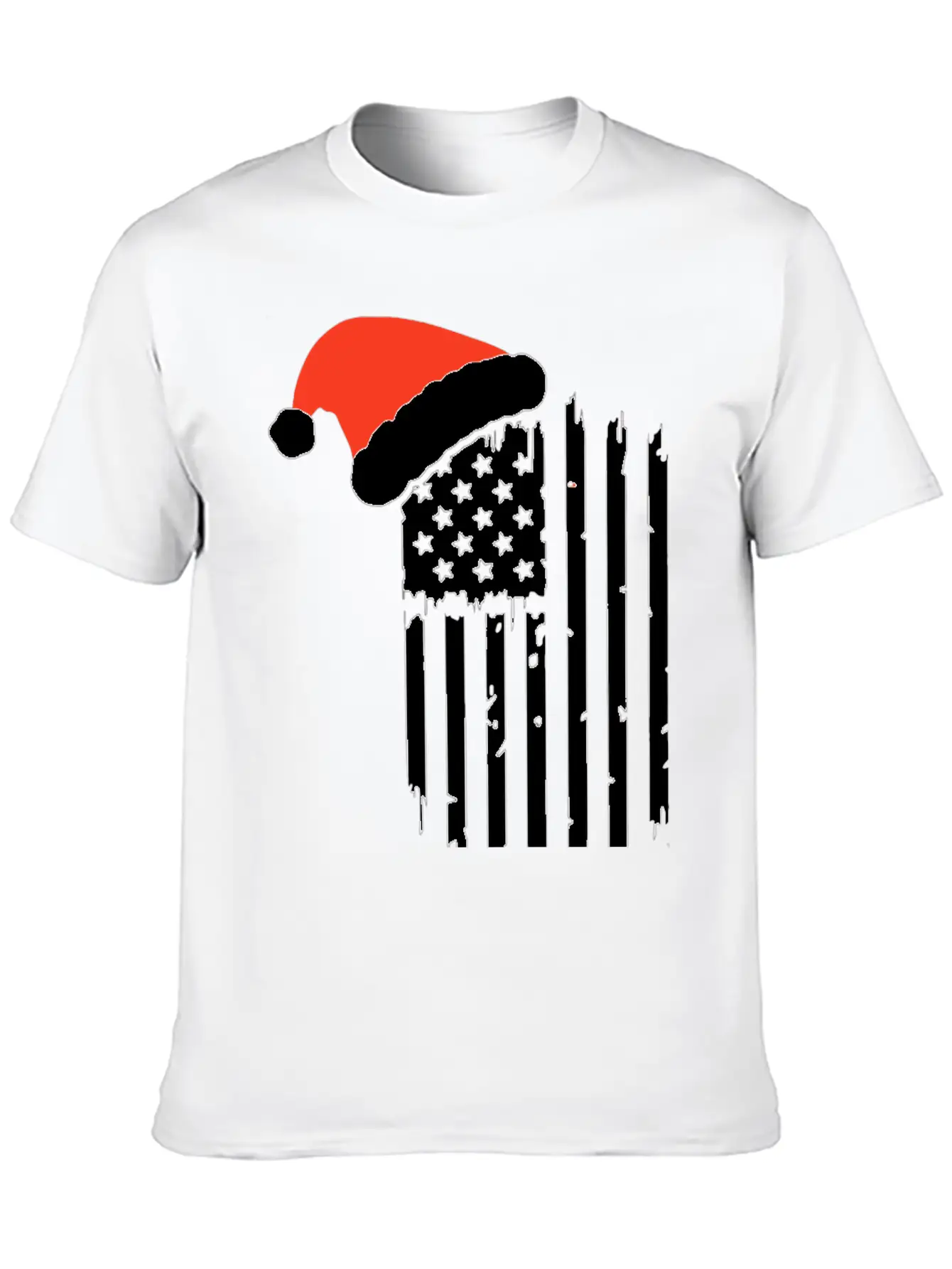 American Flag With Christmas Hat Lightweight Cotton T-Shirt – Daily Comfort Graphic Shirt