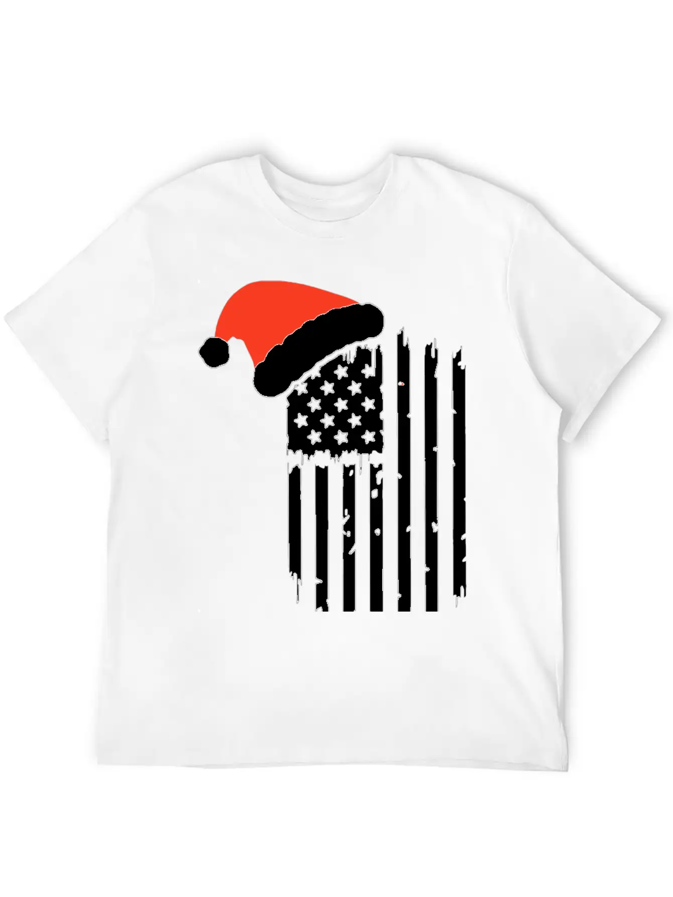 American Flag With Christmas Hat Lightweight Cotton T-Shirt – Daily Comfort Graphic Shirt
