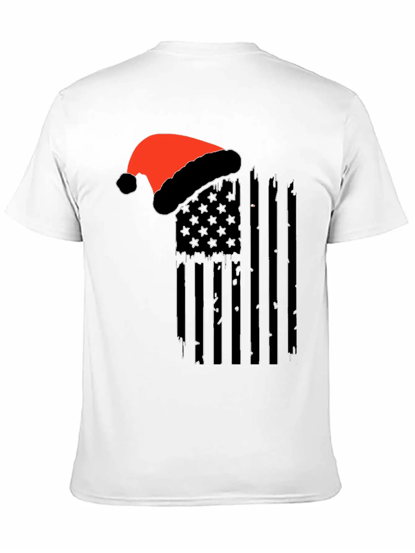 American Flag With Christmas Hat Lightweight Cotton T-Shirt – Daily Comfort Graphic Shirt