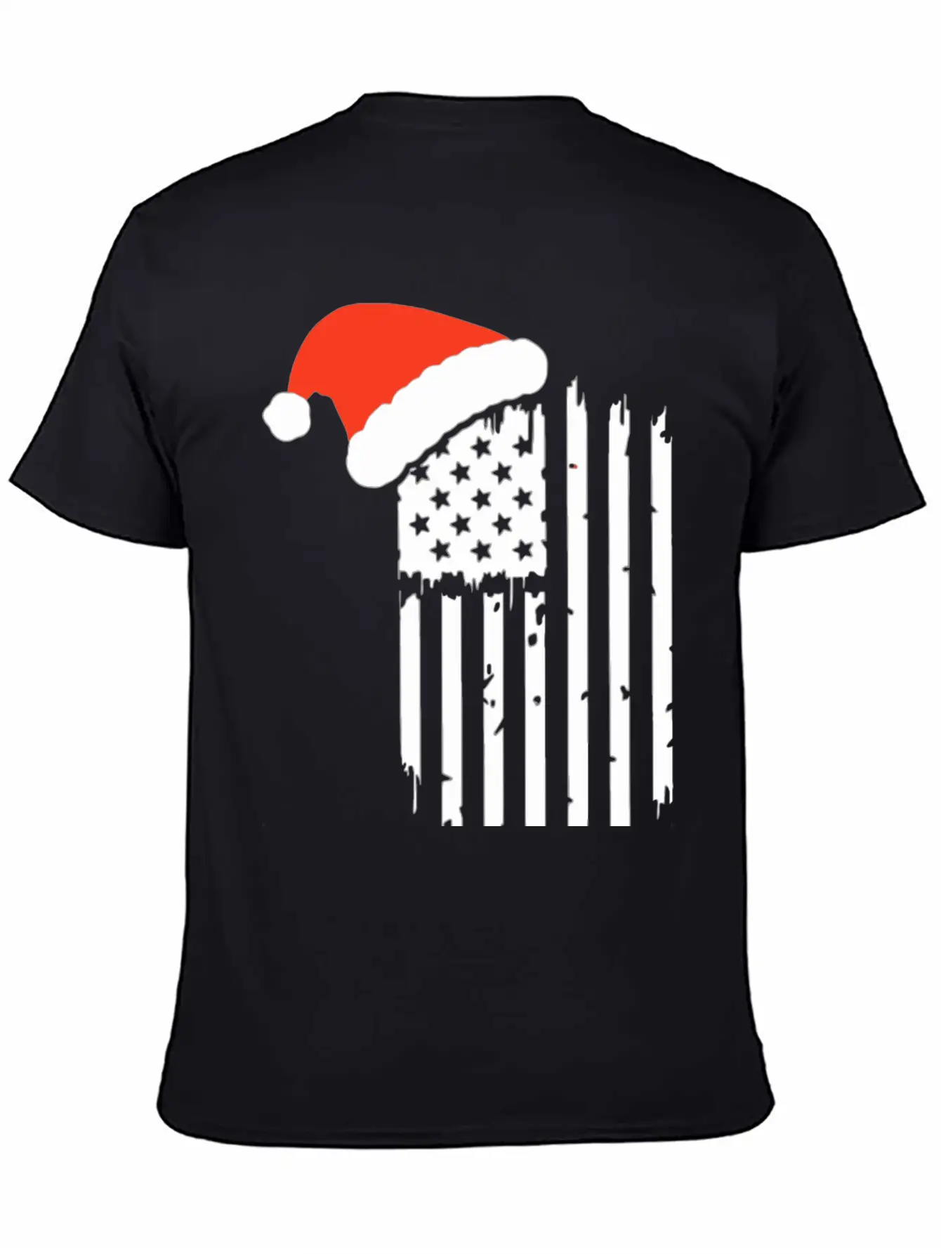 American Flag With Christmas Hat Lightweight Cotton T-Shirt – Daily Comfort Graphic Shirt