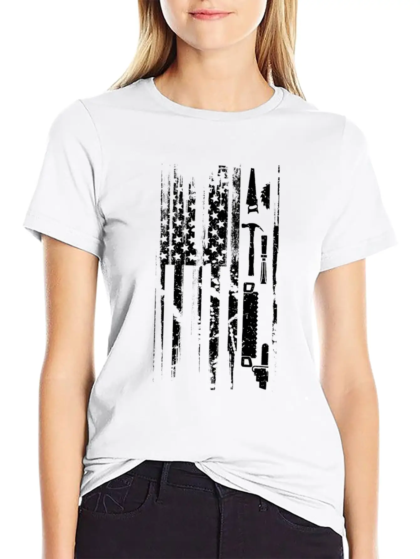 American Flag Woodworking Gift Design Carpenter Lightweight Cotton T-Shirt – Daily Comfort Graphic Shirt