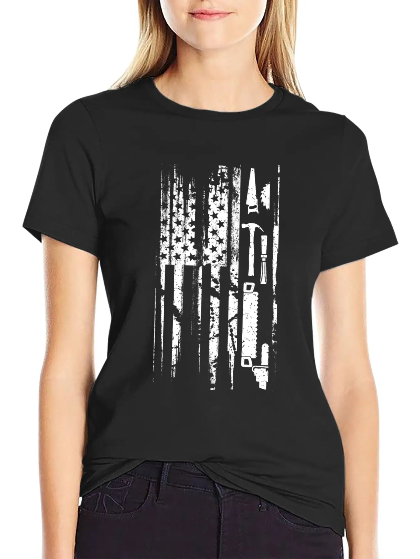 American Flag Woodworking Gift Design Carpenter Lightweight Cotton T-Shirt – Daily Comfort Graphic Shirt