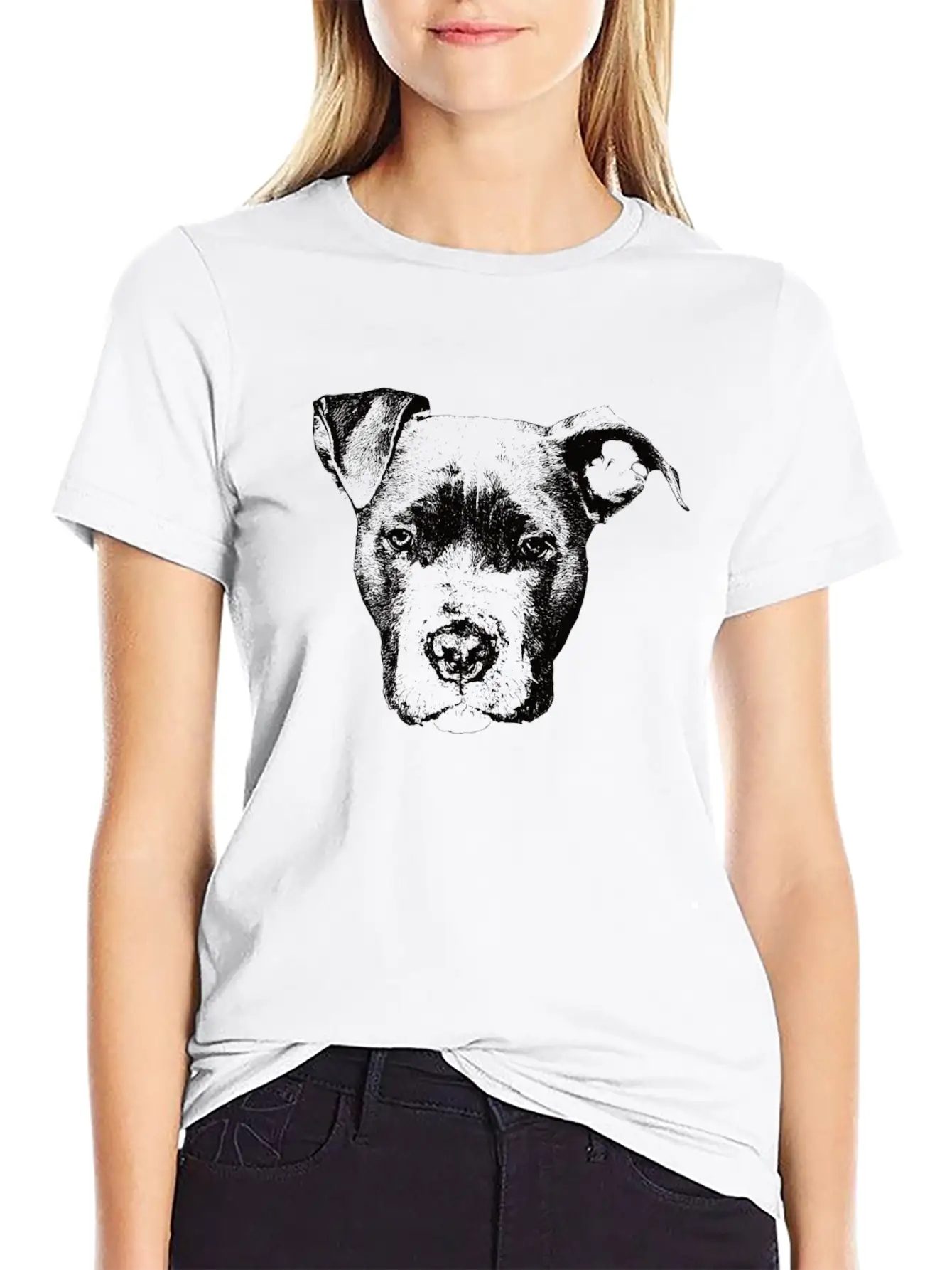 American Pit Bull Terrier Face Design - A Pittie Christmas Gift Unisex Casual T-Shirt ��� Clean Design For Daily Comfort