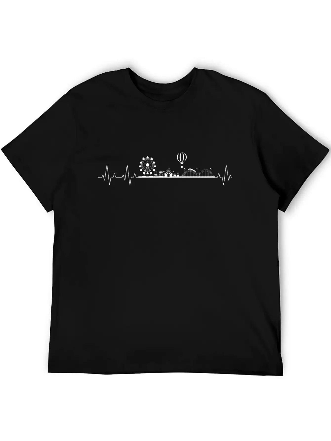 Amusement Park Heartbeat Theme Parks Roller Coaste Relaxed Everyday Tee – Lightweight And Durable Cotton