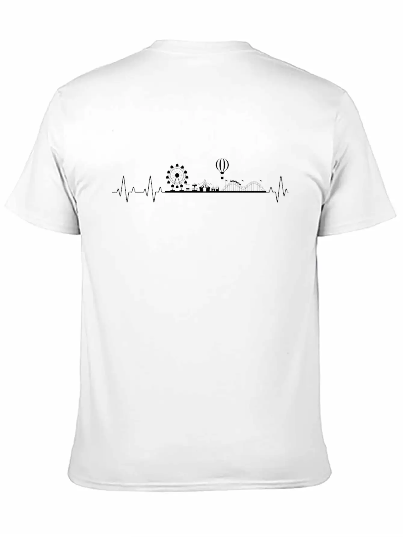 Amusement Park Heartbeat Theme Parks Roller Coaste Relaxed Everyday Tee – Lightweight And Durable Cotton