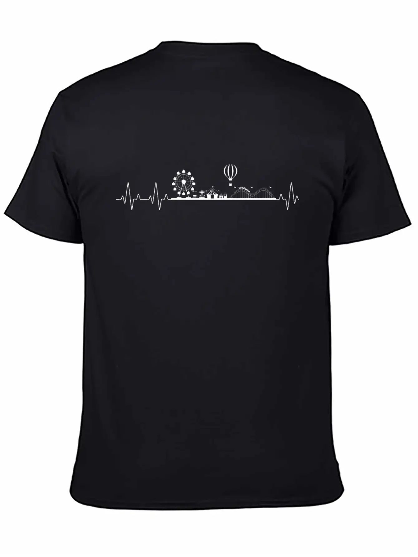 Amusement Park Heartbeat Theme Parks Roller Coaste Relaxed Everyday Tee – Lightweight And Durable Cotton