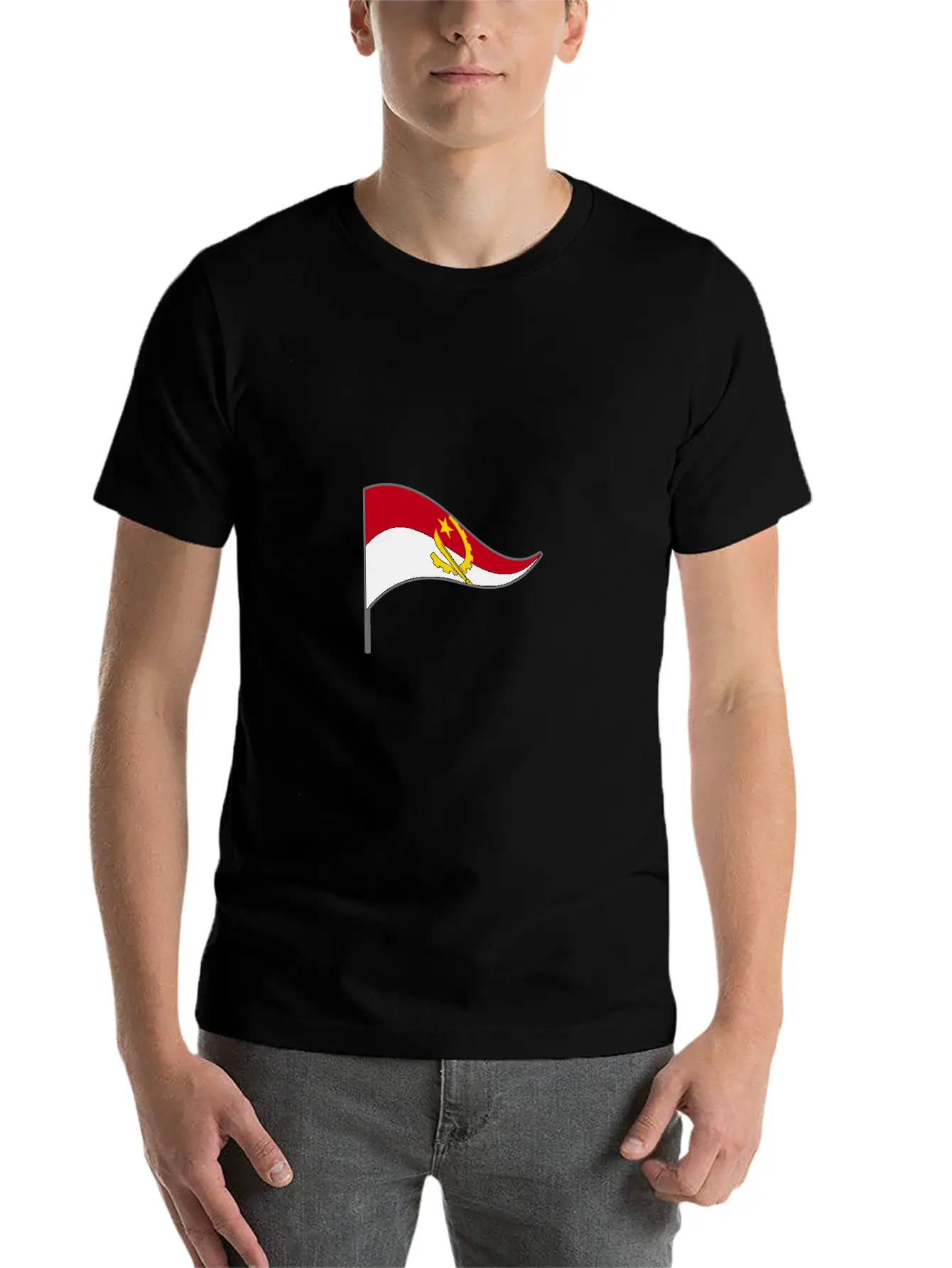 Angola Africa Flag Banner Flags Ensigns Lightweight Cotton T-Shirt – Daily Comfort Graphic Shirt