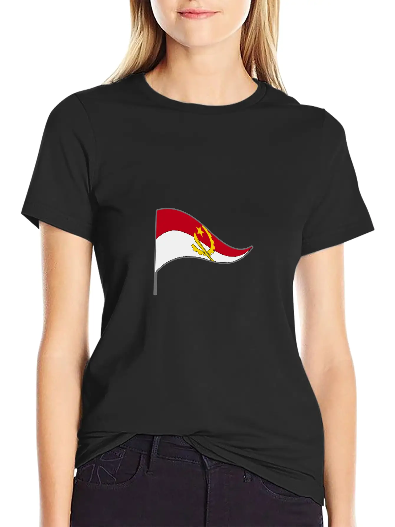 Angola Africa Flag Banner Flags Ensigns Lightweight Cotton T-Shirt – Daily Comfort Graphic Shirt