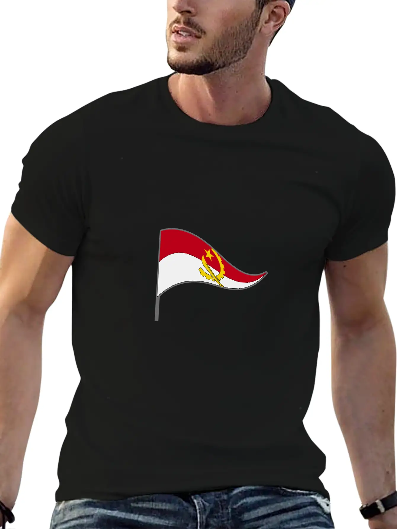 Angola Africa Flag Banner Flags Ensigns Lightweight Cotton T-Shirt – Daily Comfort Graphic Shirt