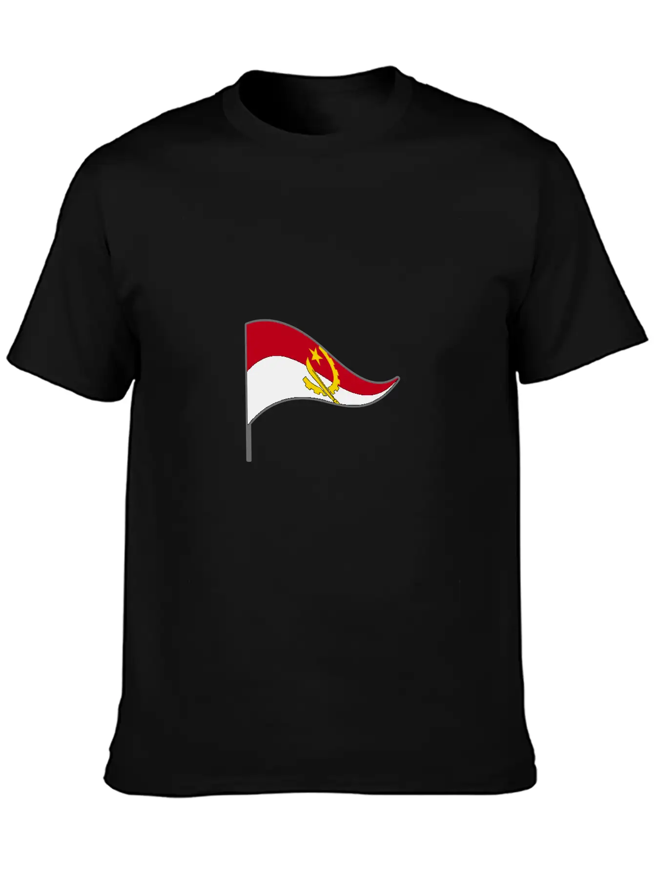 Angola Africa Flag Banner Flags Ensigns Lightweight Cotton T-Shirt – Daily Comfort Graphic Shirt