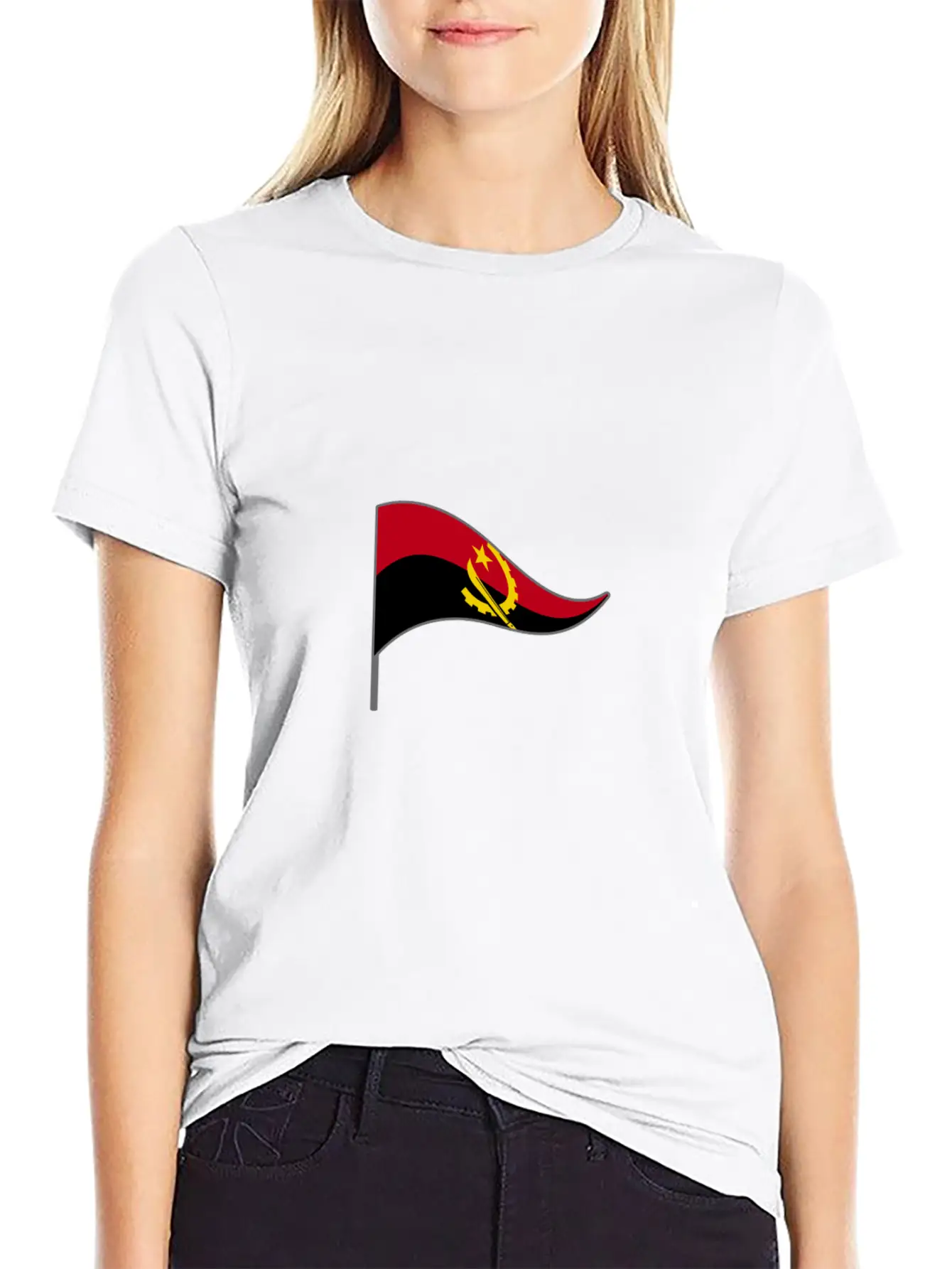 Angola Africa Flag Banner Flags Ensigns Lightweight Cotton T-Shirt – Daily Comfort Graphic Shirt