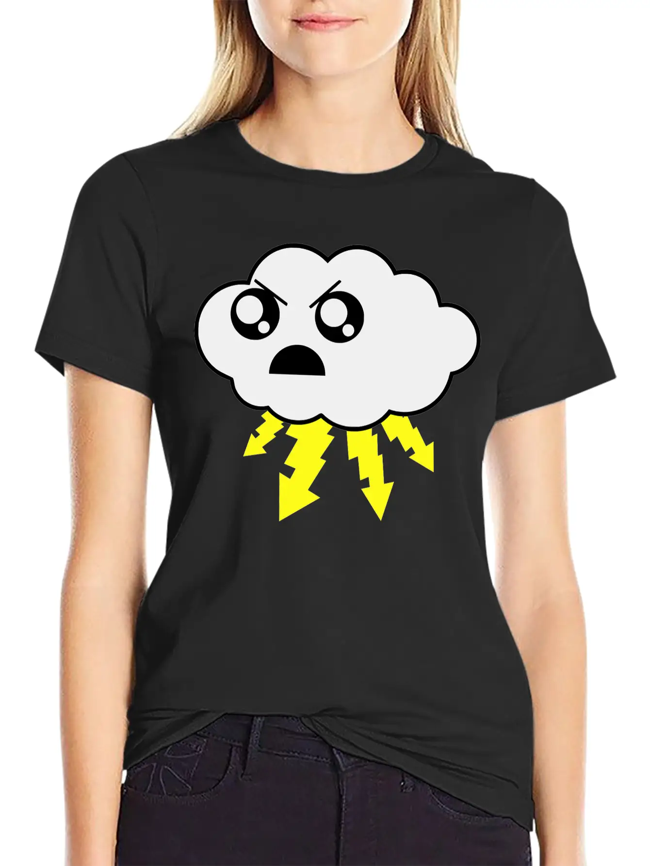 Angry Cloud Lightweight Cotton T-Shirt – Daily Comfort Graphic Shirt
