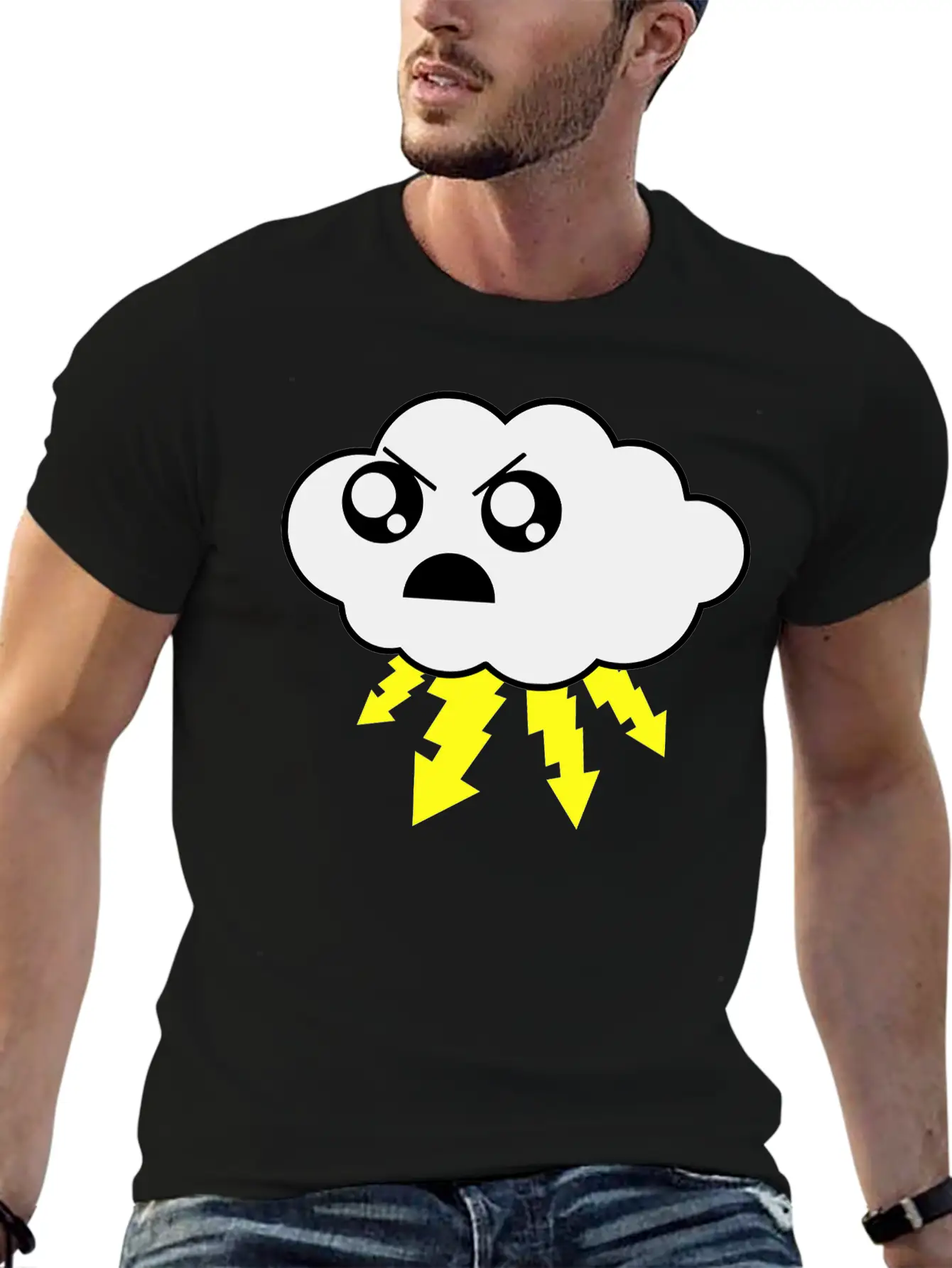 Angry Cloud Lightweight Cotton T-Shirt – Daily Comfort Graphic Shirt