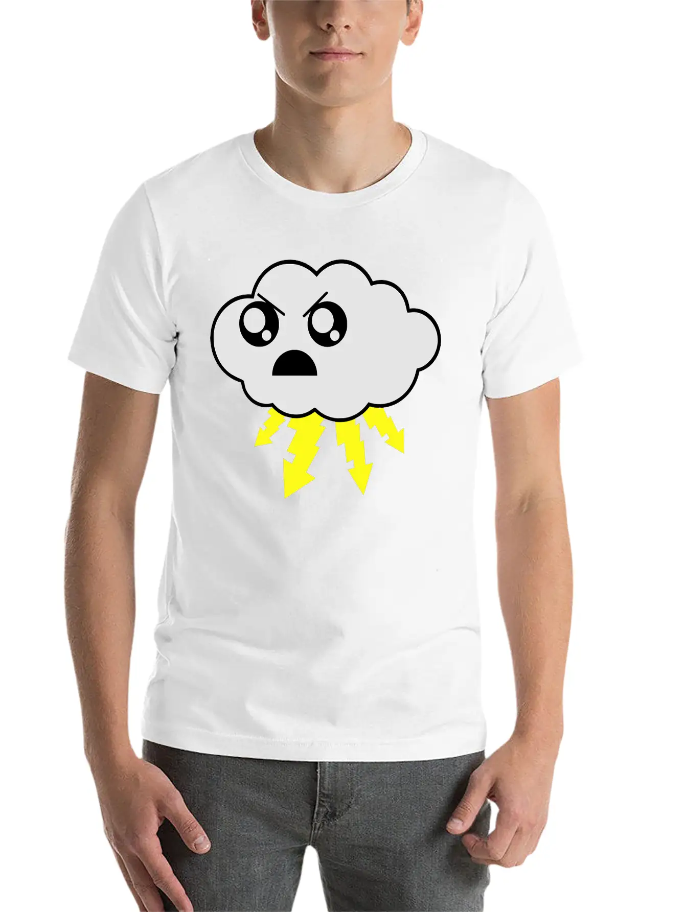 Angry Cloud Lightweight Cotton T-Shirt – Daily Comfort Graphic Shirt