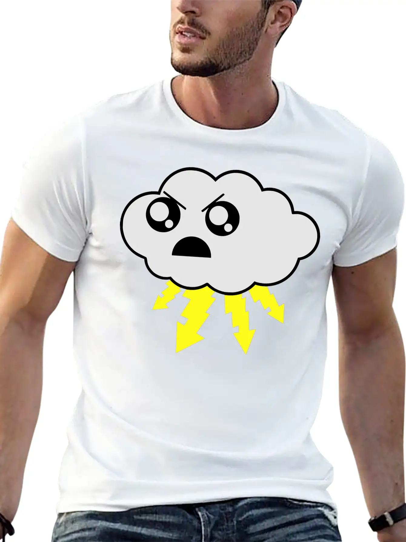 Angry Cloud Lightweight Cotton T-Shirt – Daily Comfort Graphic Shirt