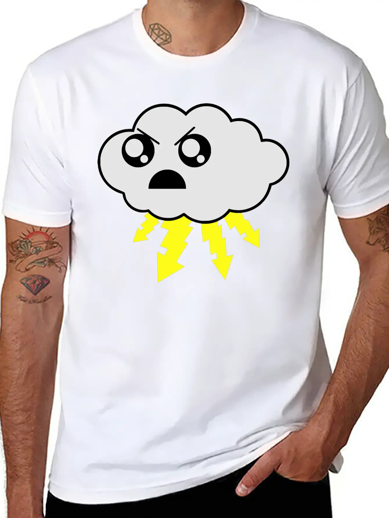 Angry Cloud Lightweight Cotton T-Shirt – Daily Comfort Graphic Shirt