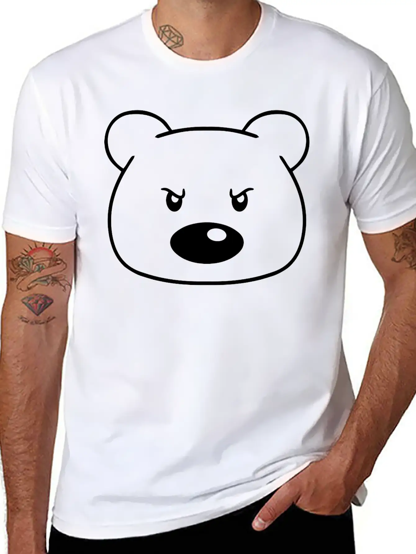 Angry Evil Mean Look Aggressive Dangerous Bear Cut Lightweight Cotton T-Shirt – Daily Comfort Graphic Shirt