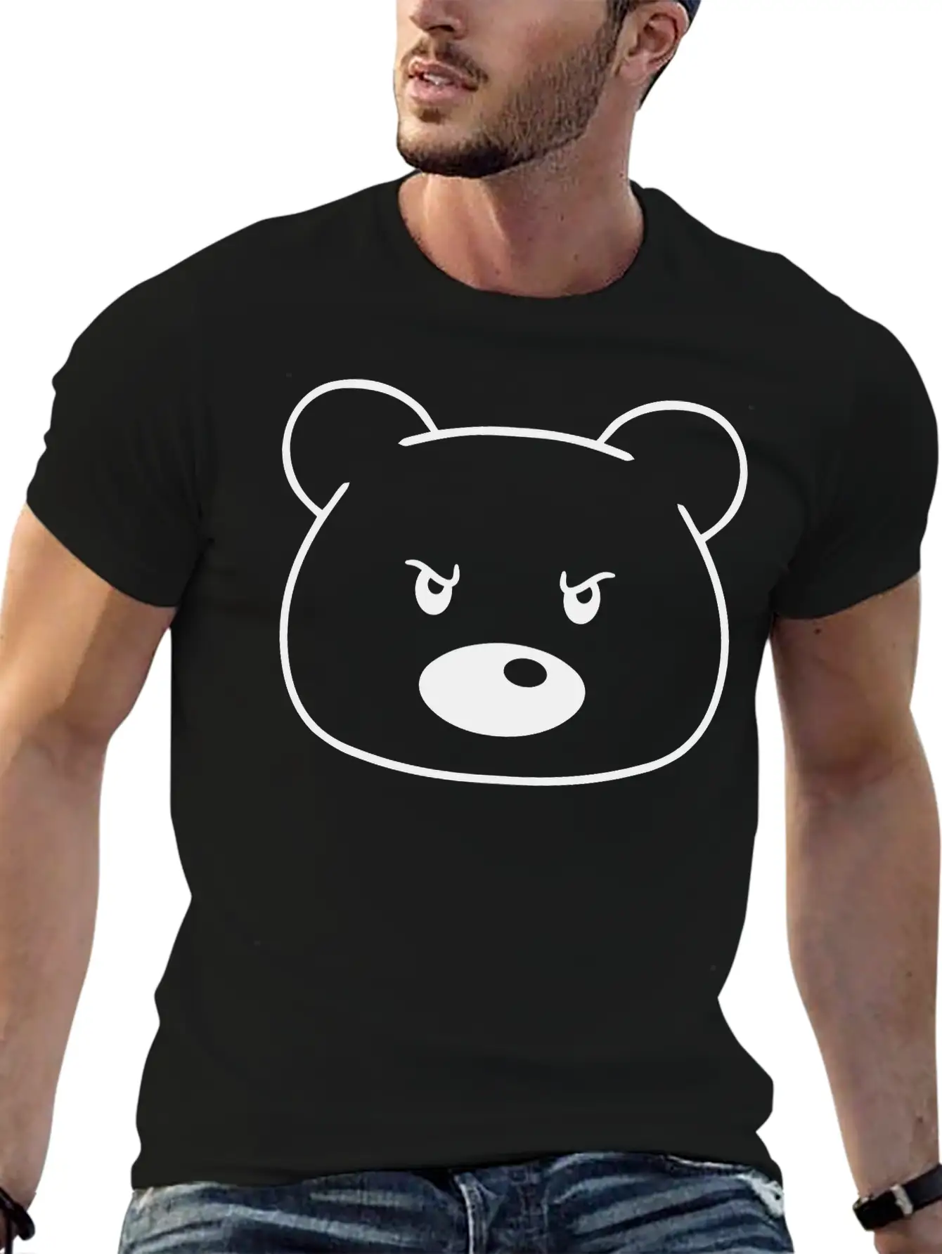 Angry Evil Mean Look Aggressive Dangerous Bear Cut Lightweight Cotton T-Shirt – Daily Comfort Graphic Shirt