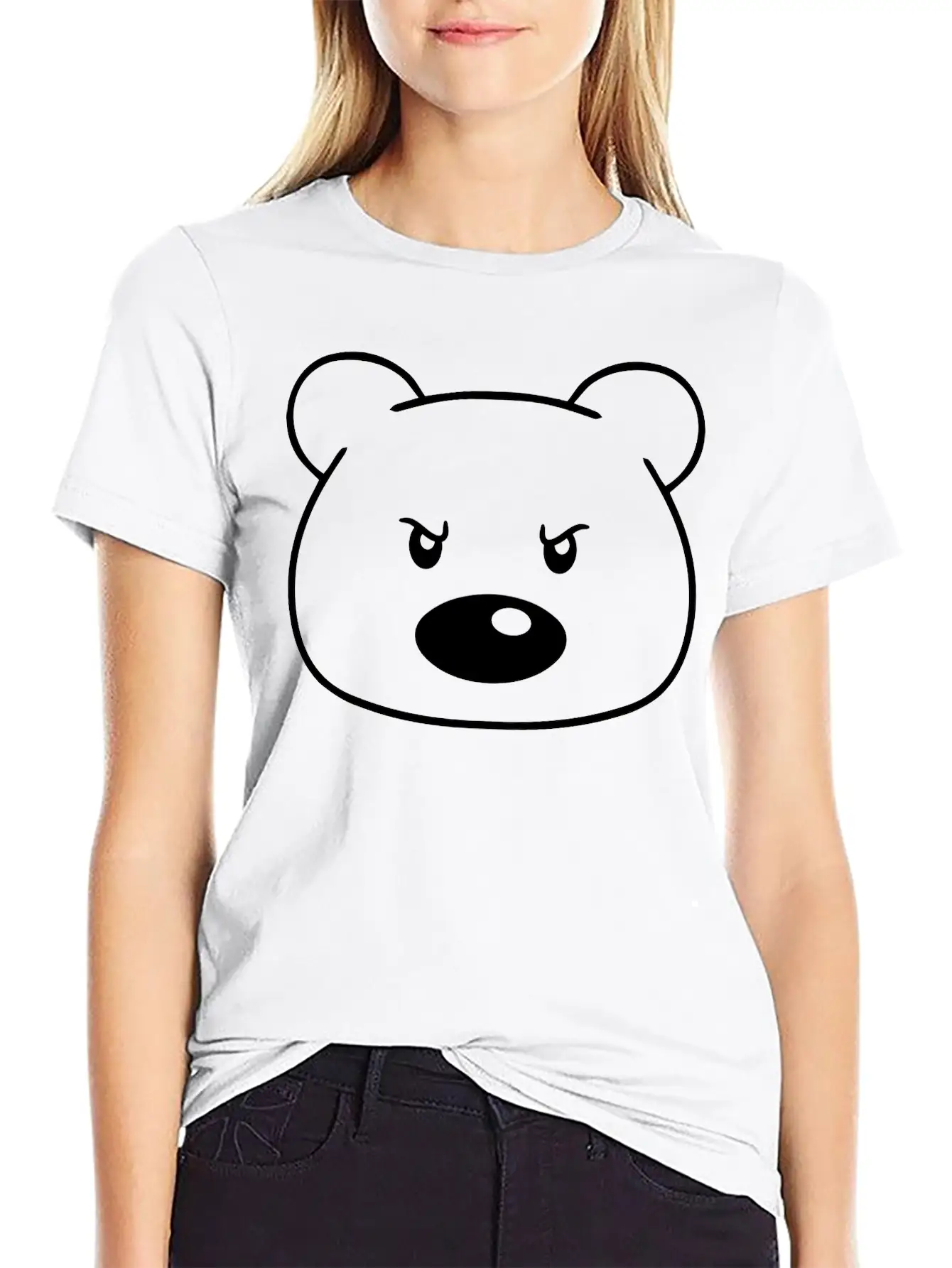 Angry Evil Mean Look Aggressive Dangerous Bear Cut Lightweight Cotton T-Shirt – Daily Comfort Graphic Shirt