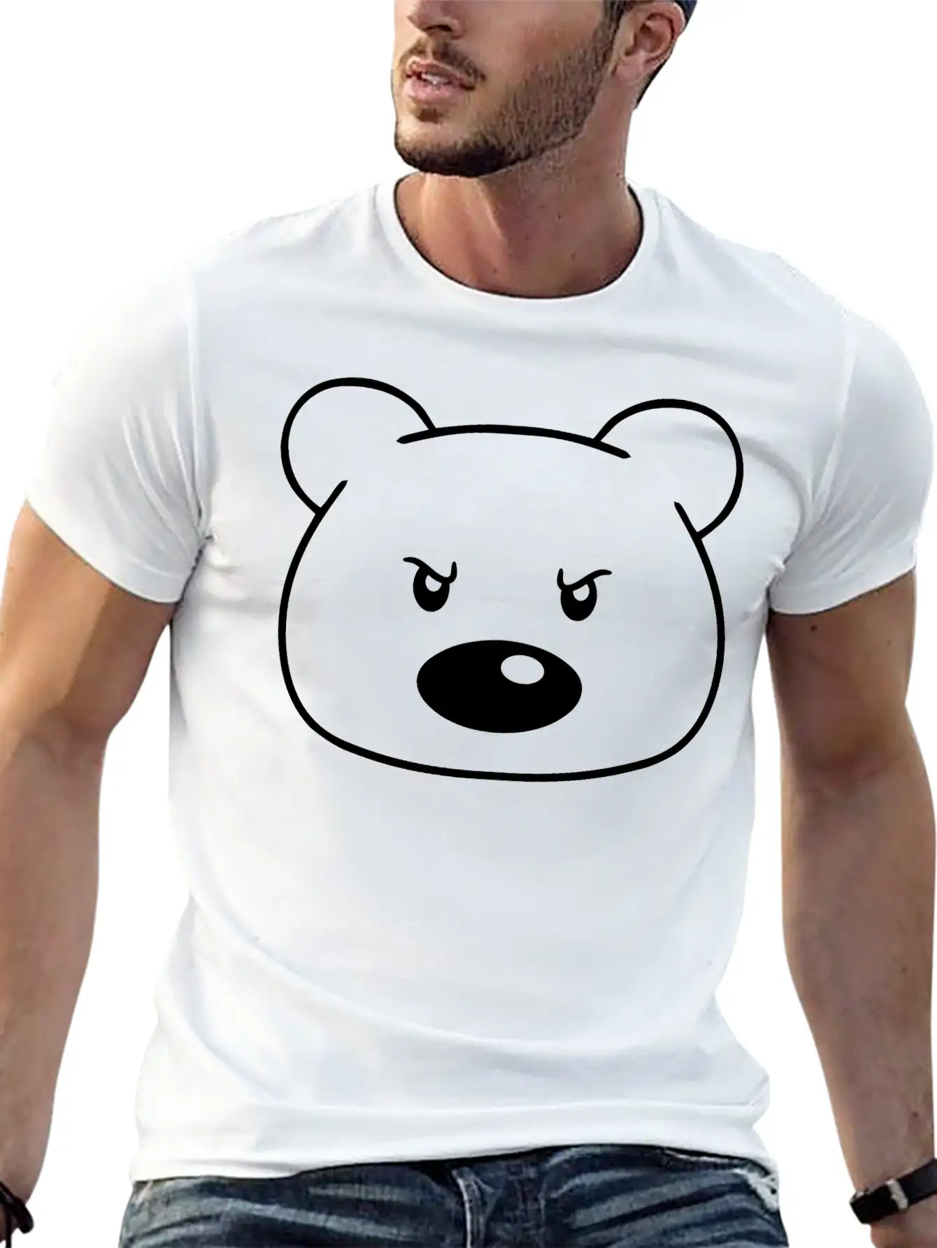 Angry Evil Mean Look Aggressive Dangerous Bear Cut Lightweight Cotton T-Shirt – Daily Comfort Graphic Shirt