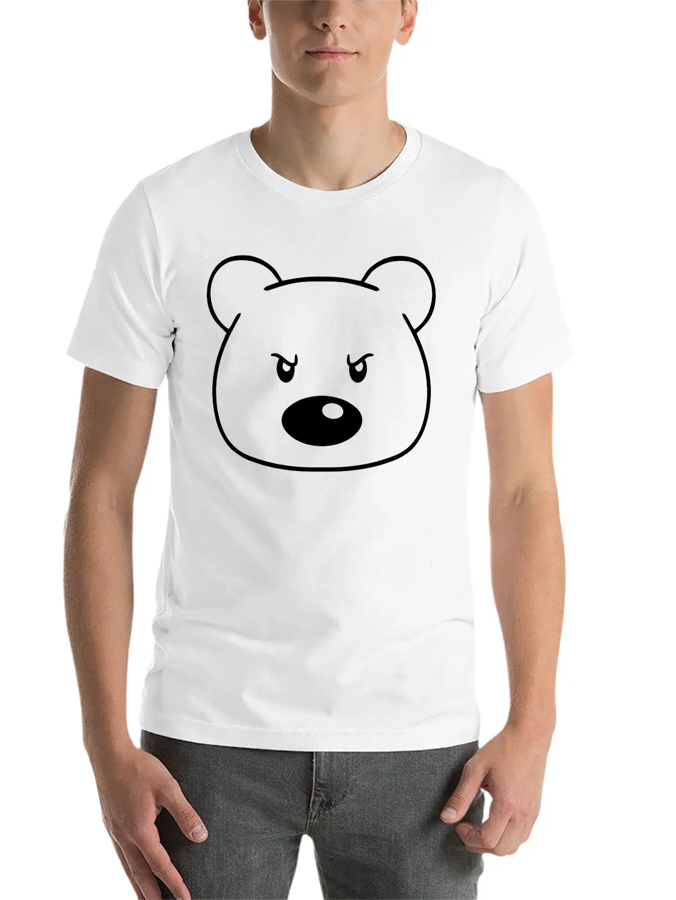 Angry Evil Mean Look Aggressive Dangerous Bear Cut Lightweight Cotton T-Shirt – Daily Comfort Graphic Shirt