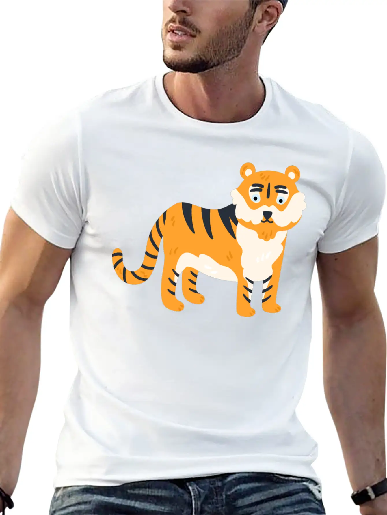 Animal Lion Style Design Soft Cotton Short Sleeve Tee – Unisex Wardrobe Staple