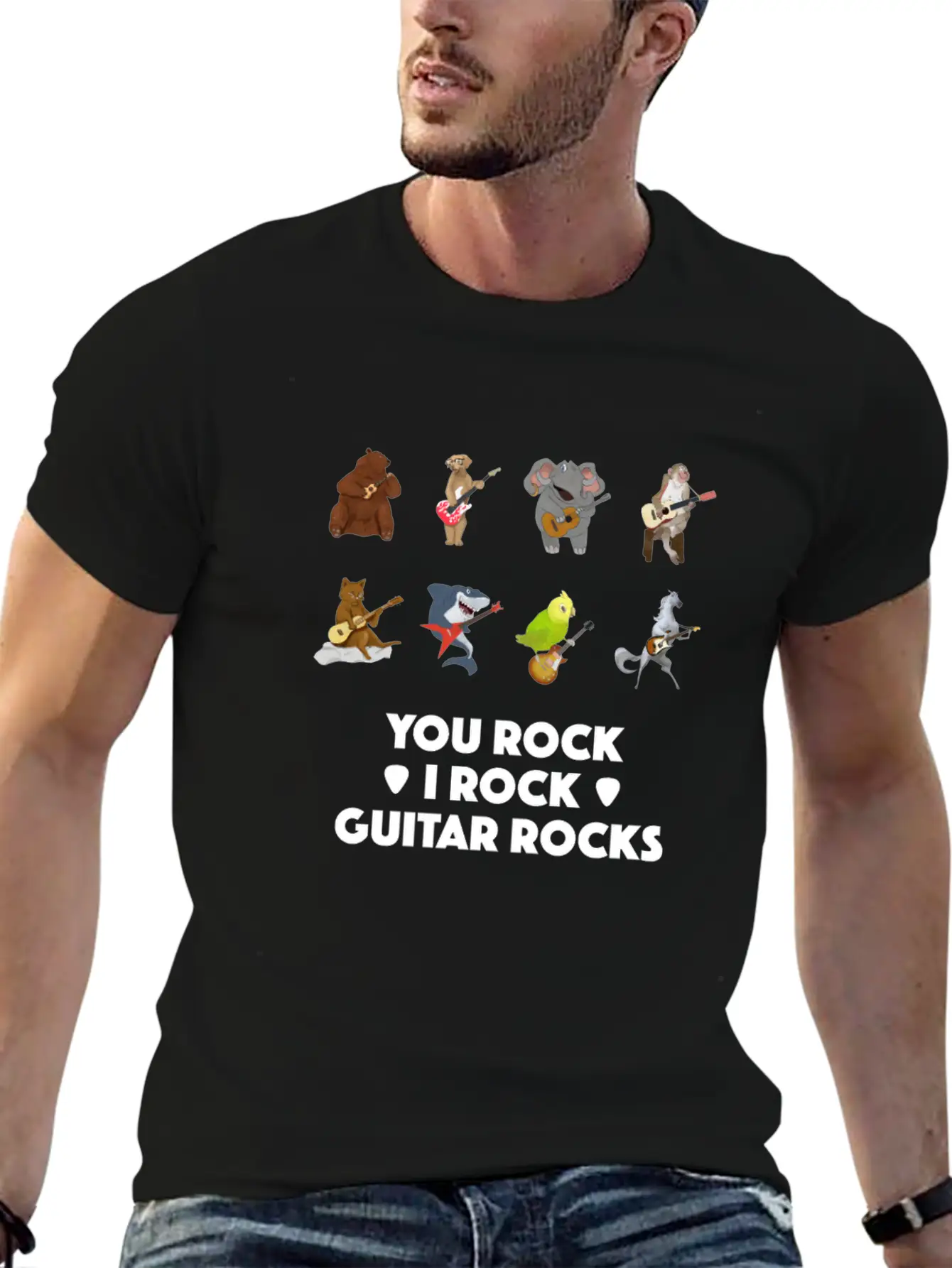 Animal Pet Acoustic E-Guitar Ukulele Musician Gift Basic Graphic T-Shirt – Daily Comfort In Soft Cotton