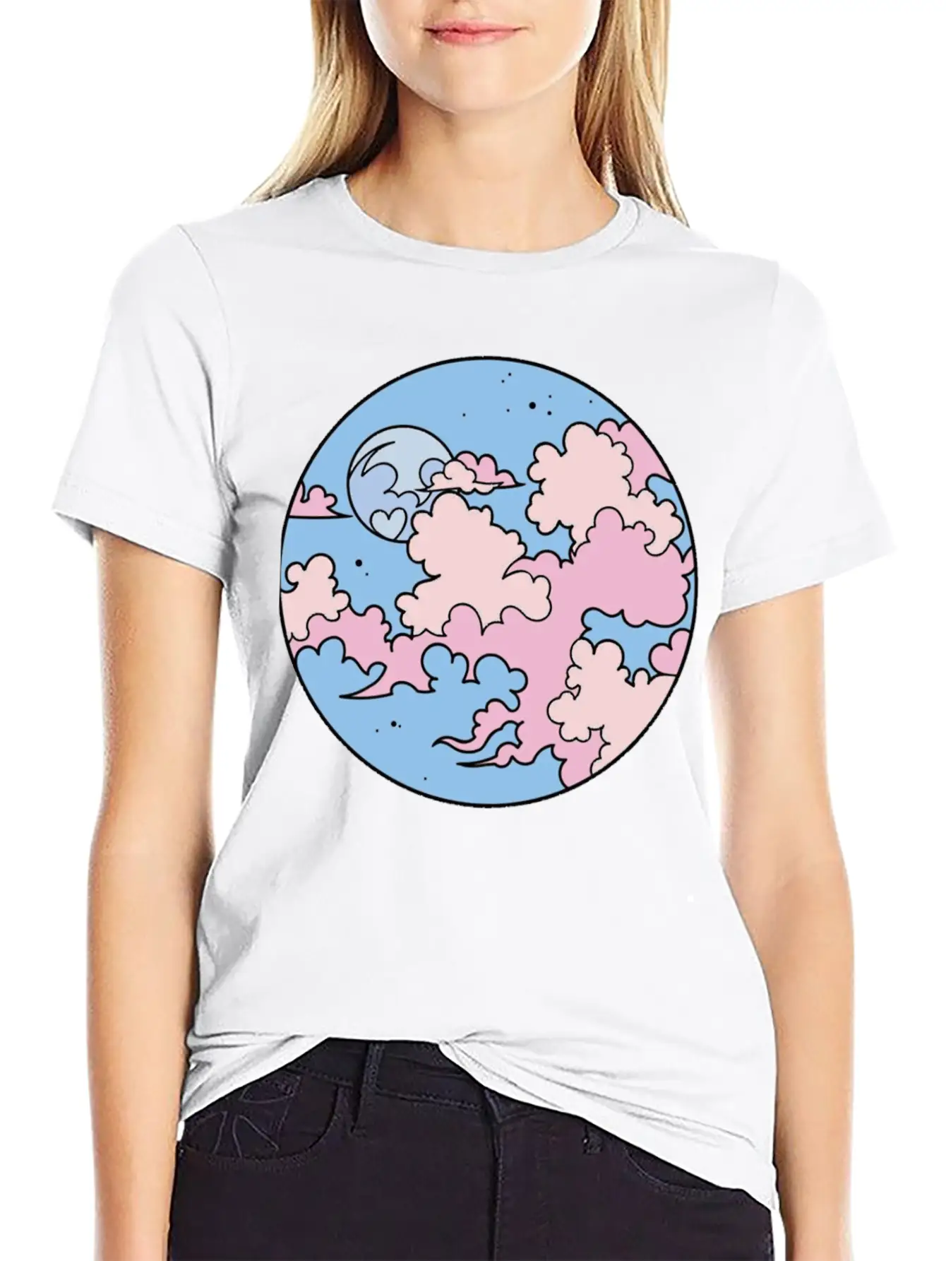 Anime Kawaii Sky Essential Cotton Tee For Daily Outfits – Unisex Style