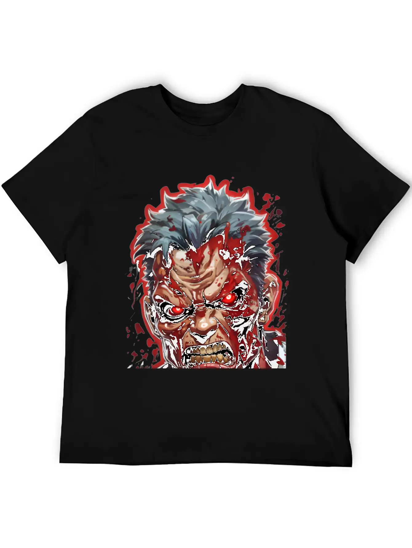 Anime Red Angry Zombie Unisex Casual T-Shirt – Clean Design For Daily Comfort
