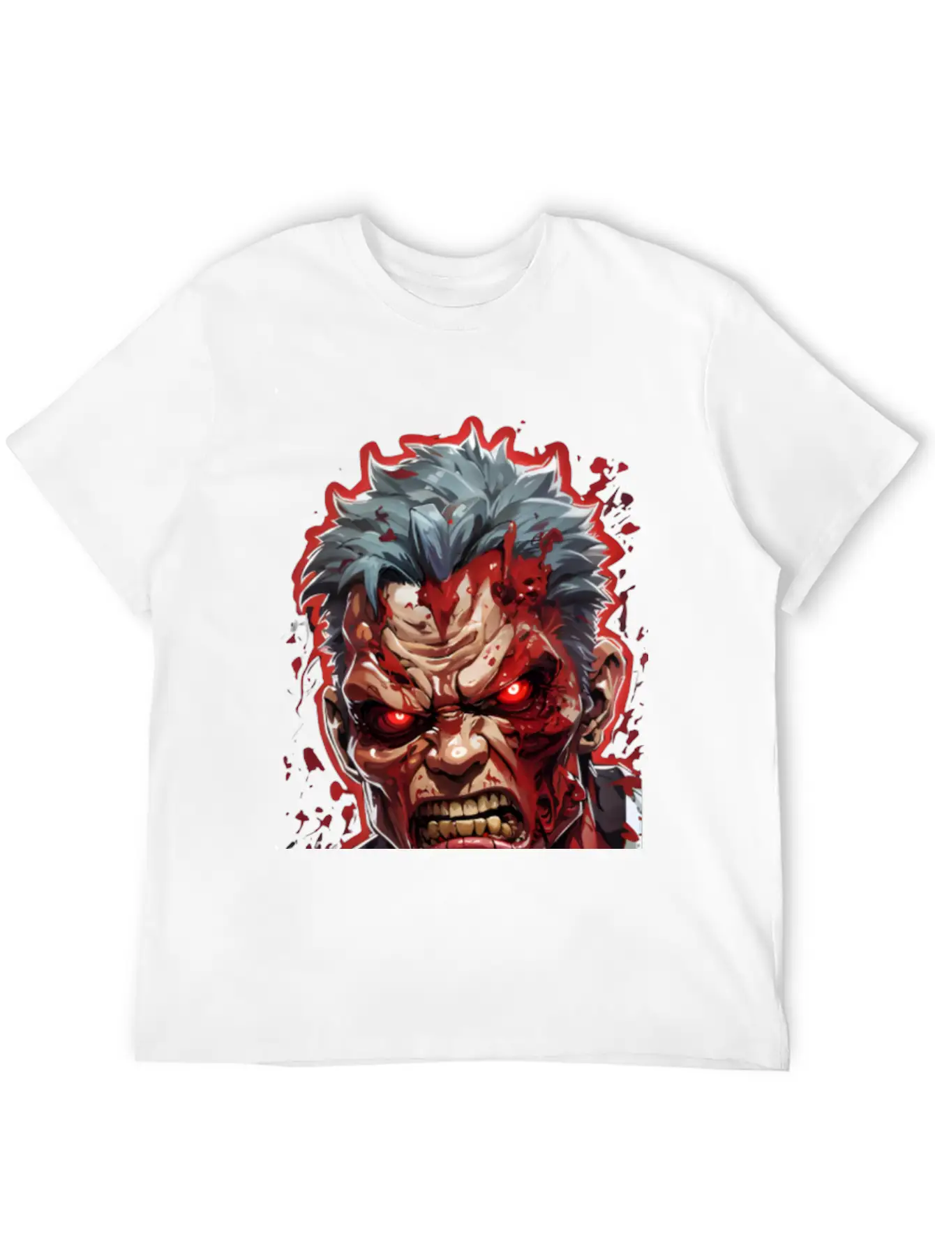 Anime Red Angry Zombie Unisex Casual T-Shirt – Clean Design For Daily Comfort