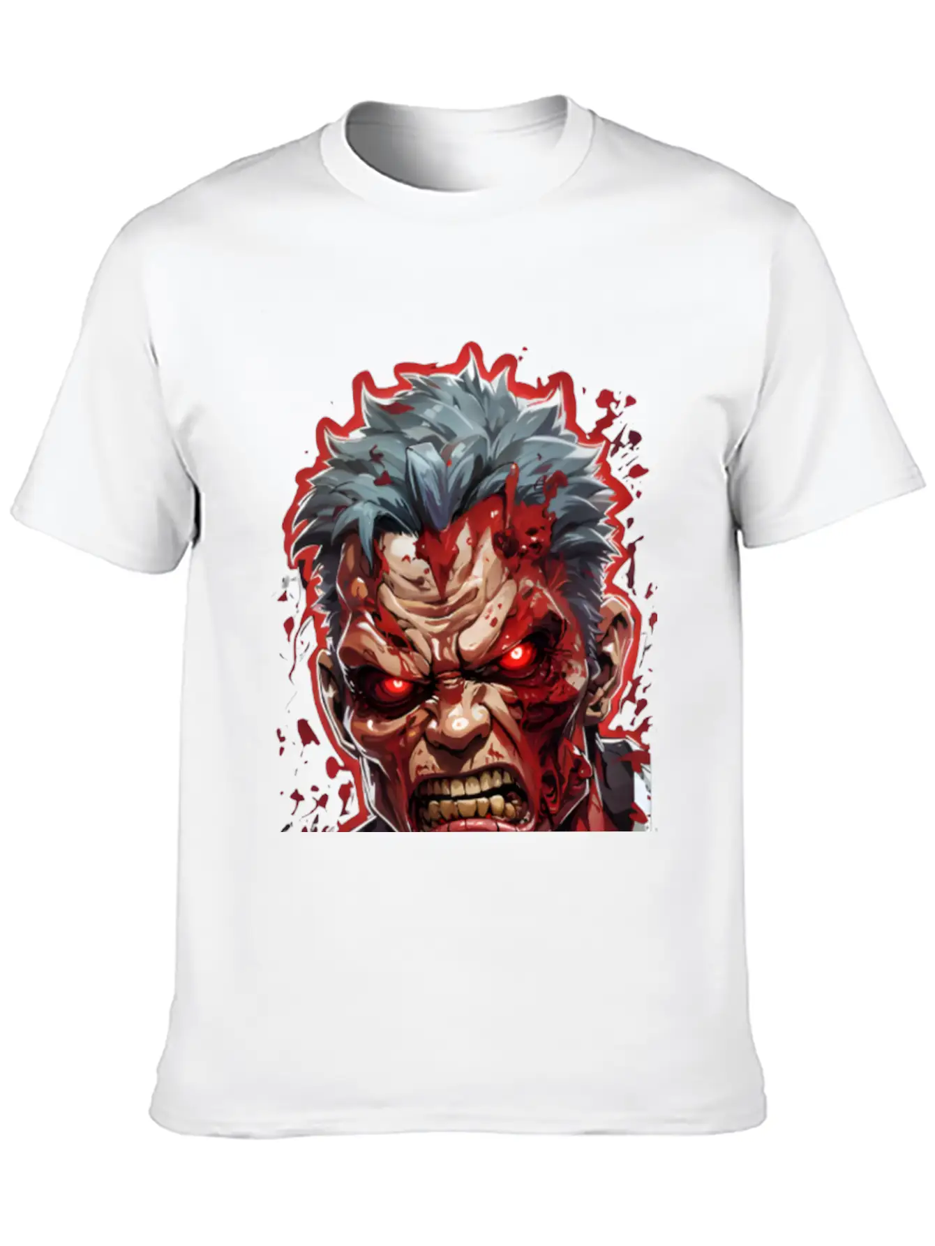 Anime Red Angry Zombie Unisex Casual T-Shirt – Clean Design For Daily Comfort