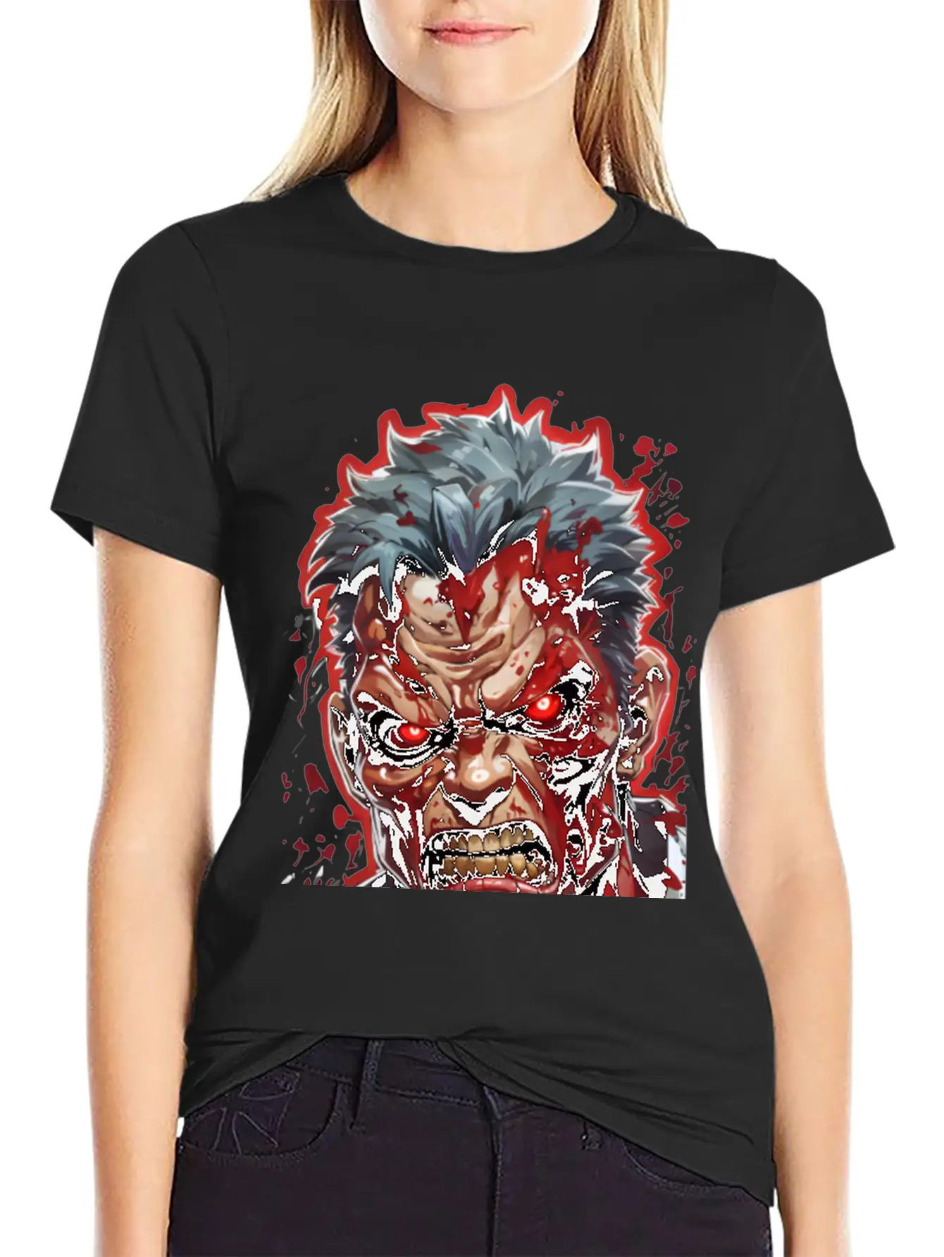Anime Red Angry Zombie Unisex Casual T-Shirt – Clean Design For Daily Comfort