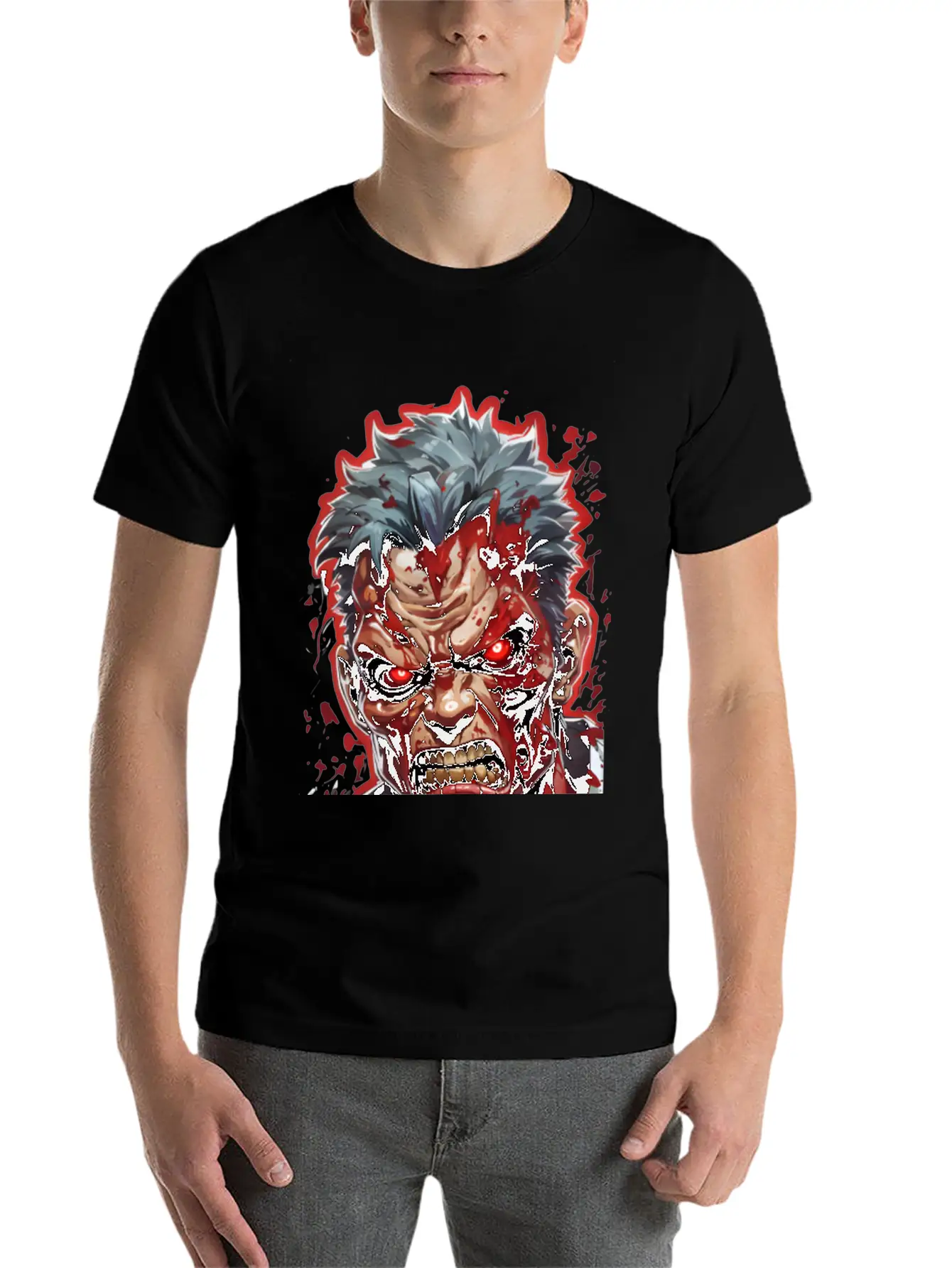 Anime Red Angry Zombie Unisex Casual T-Shirt – Clean Design For Daily Comfort