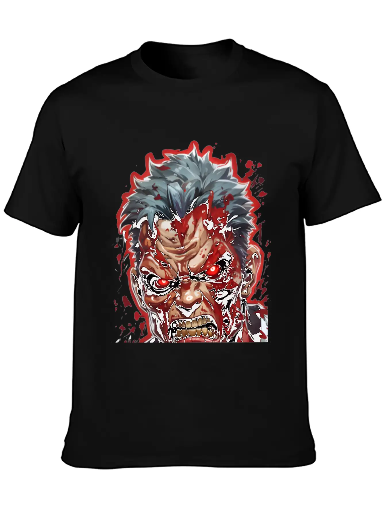 Anime Red Angry Zombie Unisex Casual T-Shirt – Clean Design For Daily Comfort
