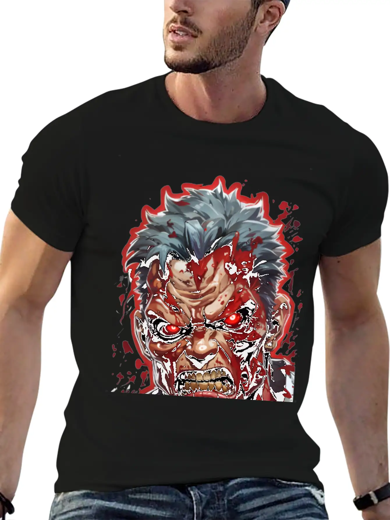 Anime Red Angry Zombie Unisex Casual T-Shirt – Clean Design For Daily Comfort