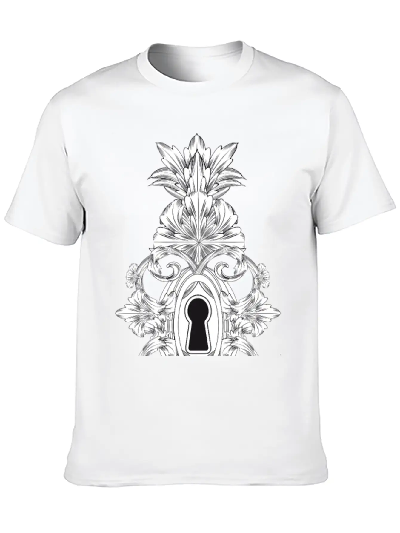 Antique Ornamental Door Lock With Keyhole Lightweight Cotton T-Shirt – Daily Comfort Graphic Shirt