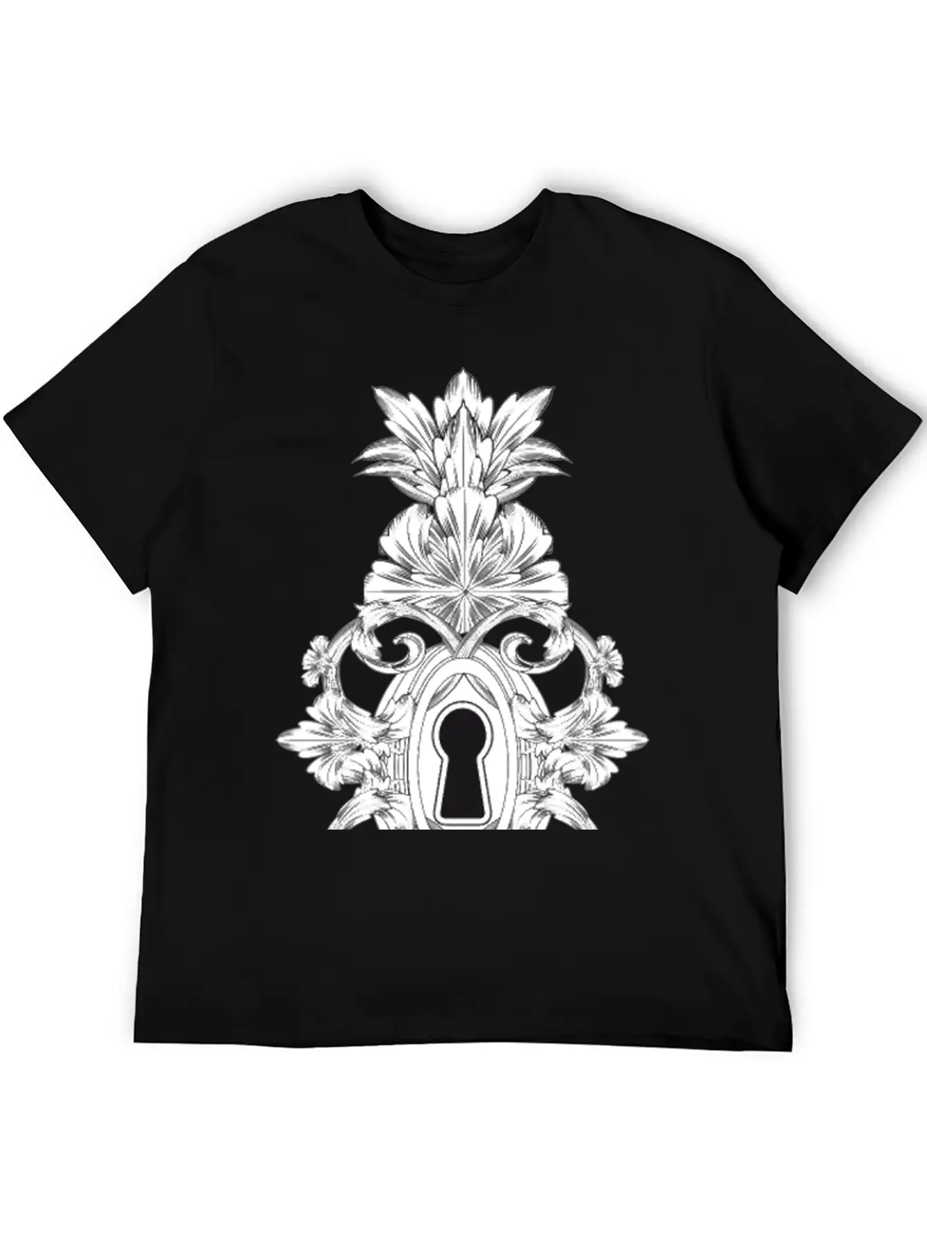 Antique Ornamental Door Lock With Keyhole Lightweight Cotton T-Shirt – Daily Comfort Graphic Shirt
