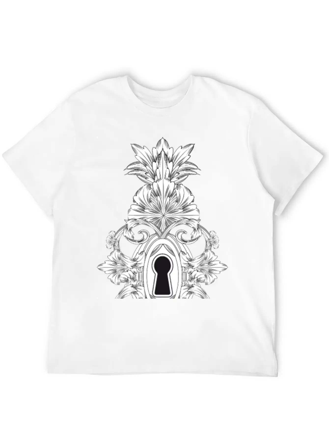 Antique Ornamental Door Lock With Keyhole Lightweight Cotton T-Shirt – Daily Comfort Graphic Shirt
