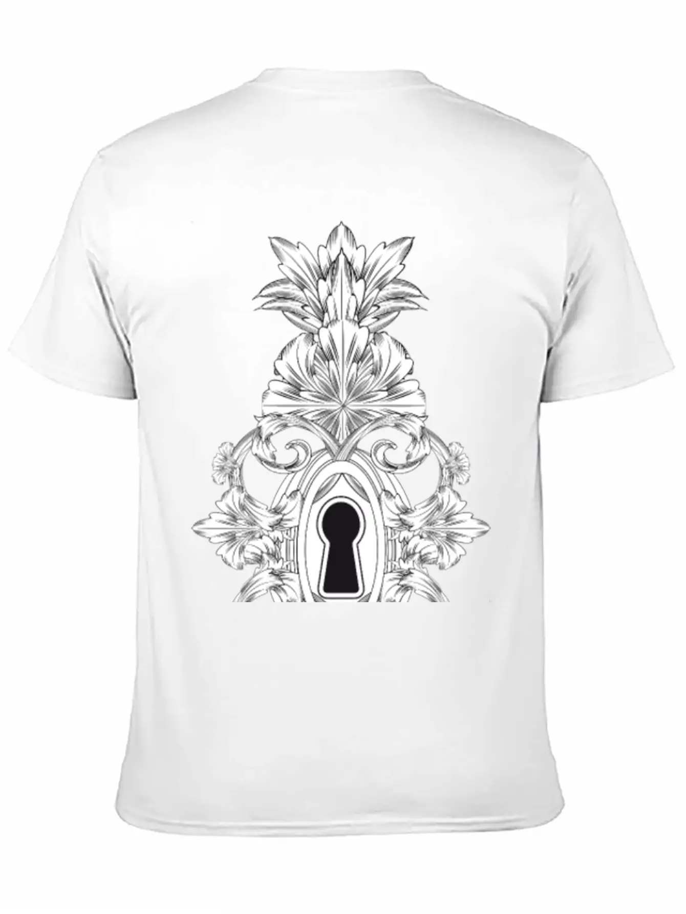 Antique Ornamental Door Lock With Keyhole Lightweight Cotton T-Shirt – Daily Comfort Graphic Shirt