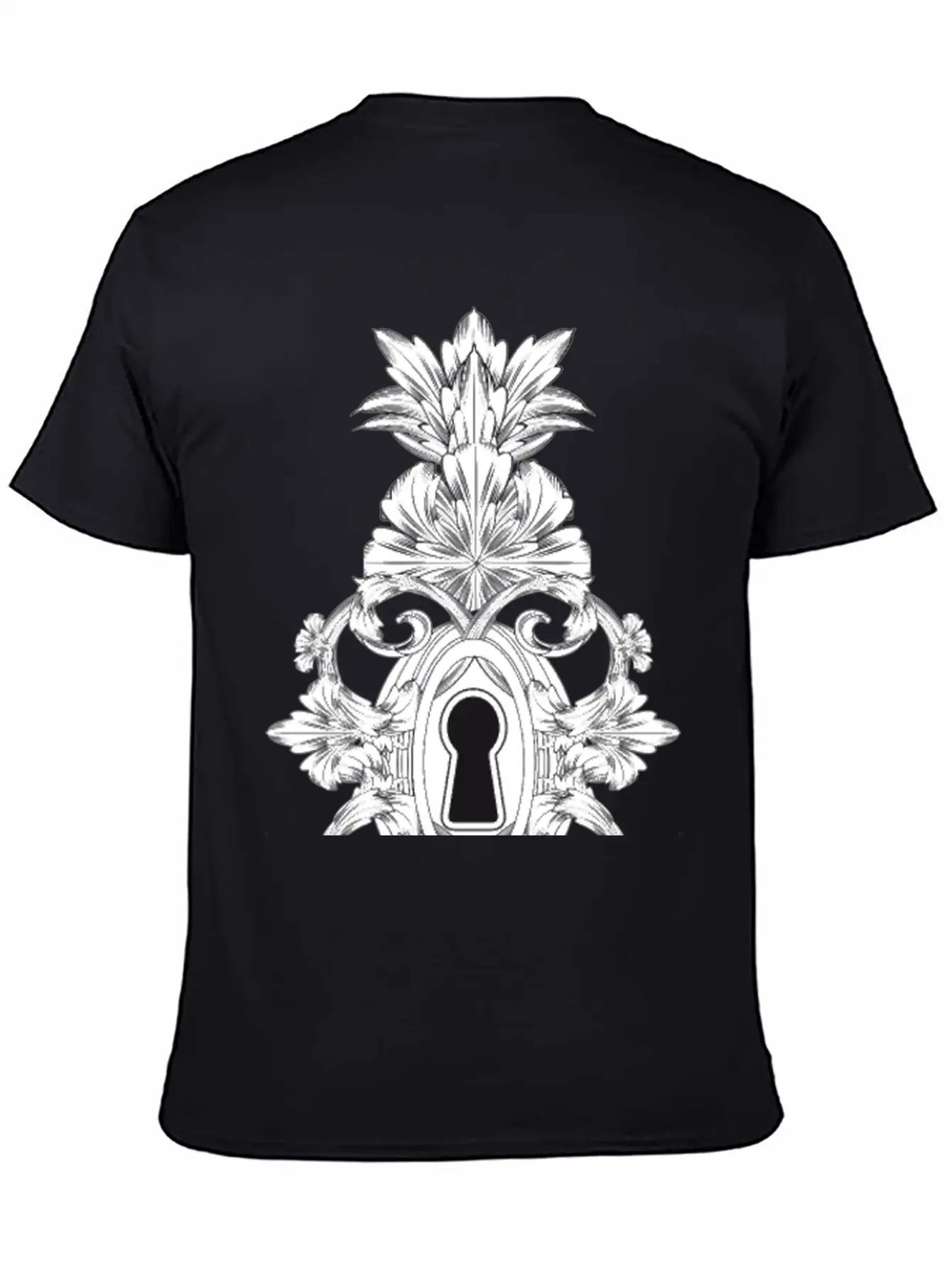 Antique Ornamental Door Lock With Keyhole Lightweight Cotton T-Shirt – Daily Comfort Graphic Shirt
