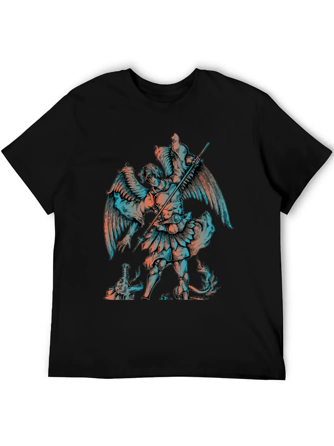 Archangel Fighting The Dragon Modern Fit Casual T-Shirt – Clean And Versatile Design