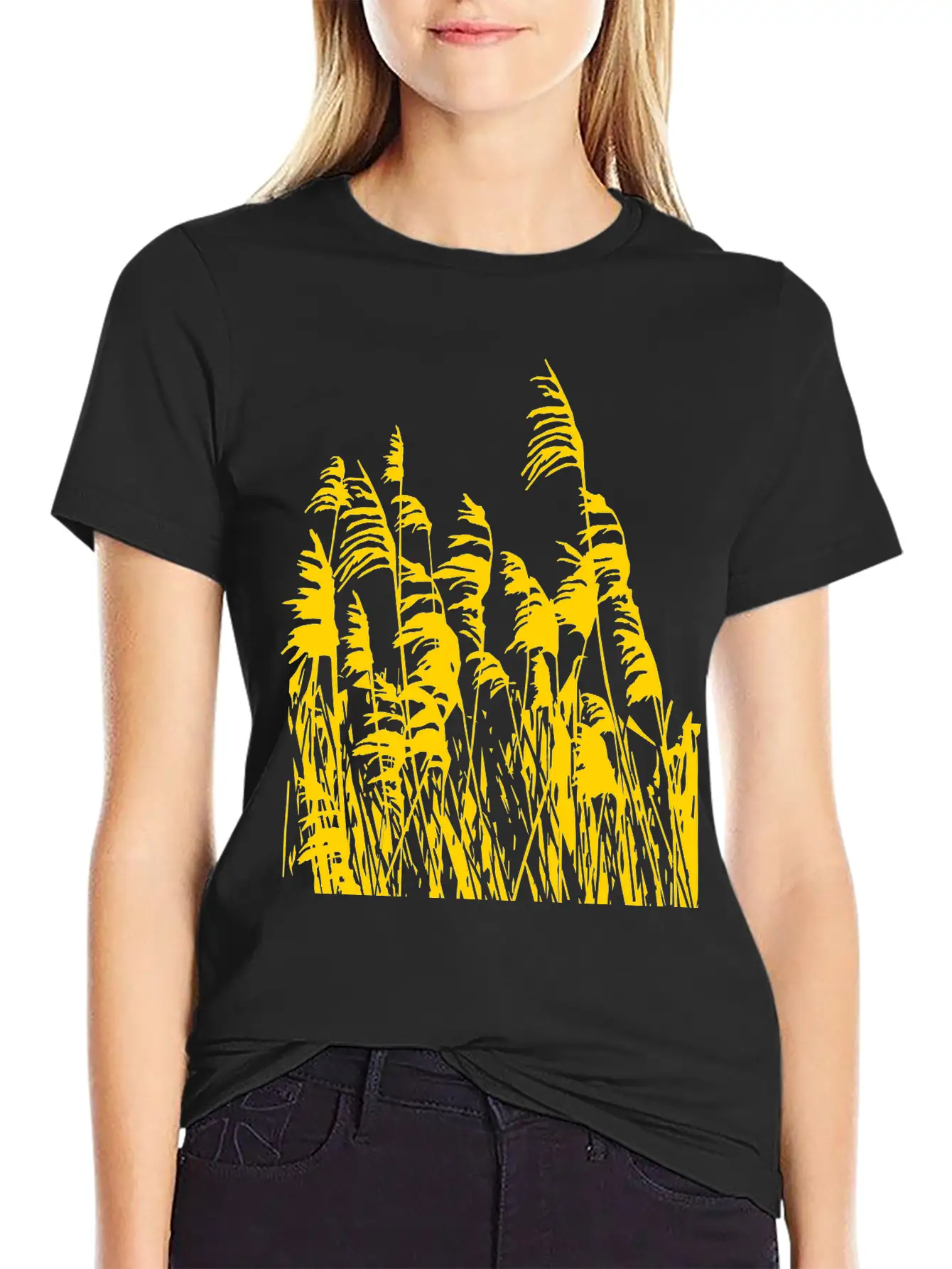 Artistic Gold/silver Metalic Reed Grass Nature Lightweight Cotton T-Shirt – Daily Comfort Graphic Shirt