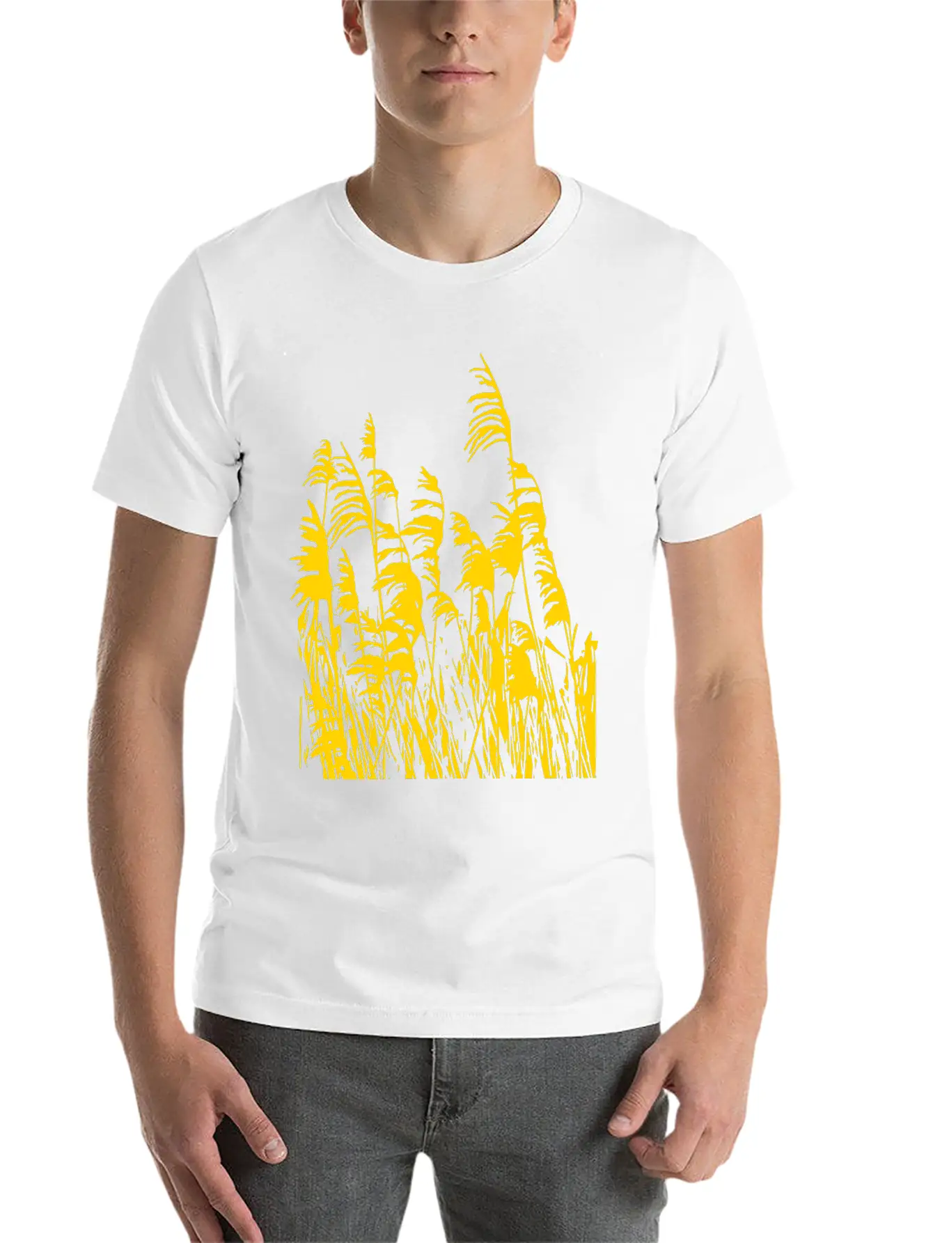 Artistic Gold/silver Metalic Reed Grass Nature Lightweight Cotton T-Shirt – Daily Comfort Graphic Shirt