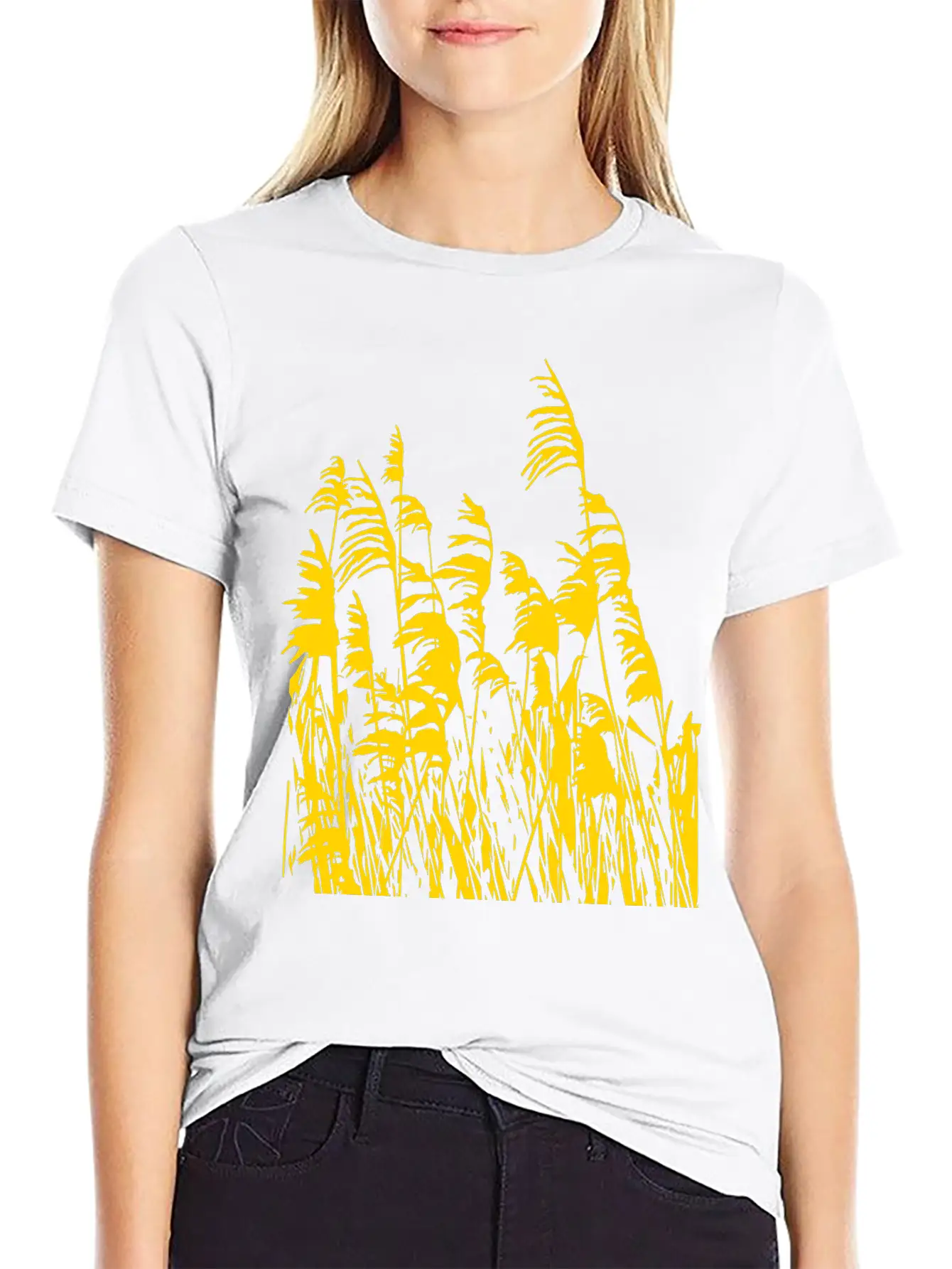 Artistic Gold/silver Metalic Reed Grass Nature Lightweight Cotton T-Shirt – Daily Comfort Graphic Shirt