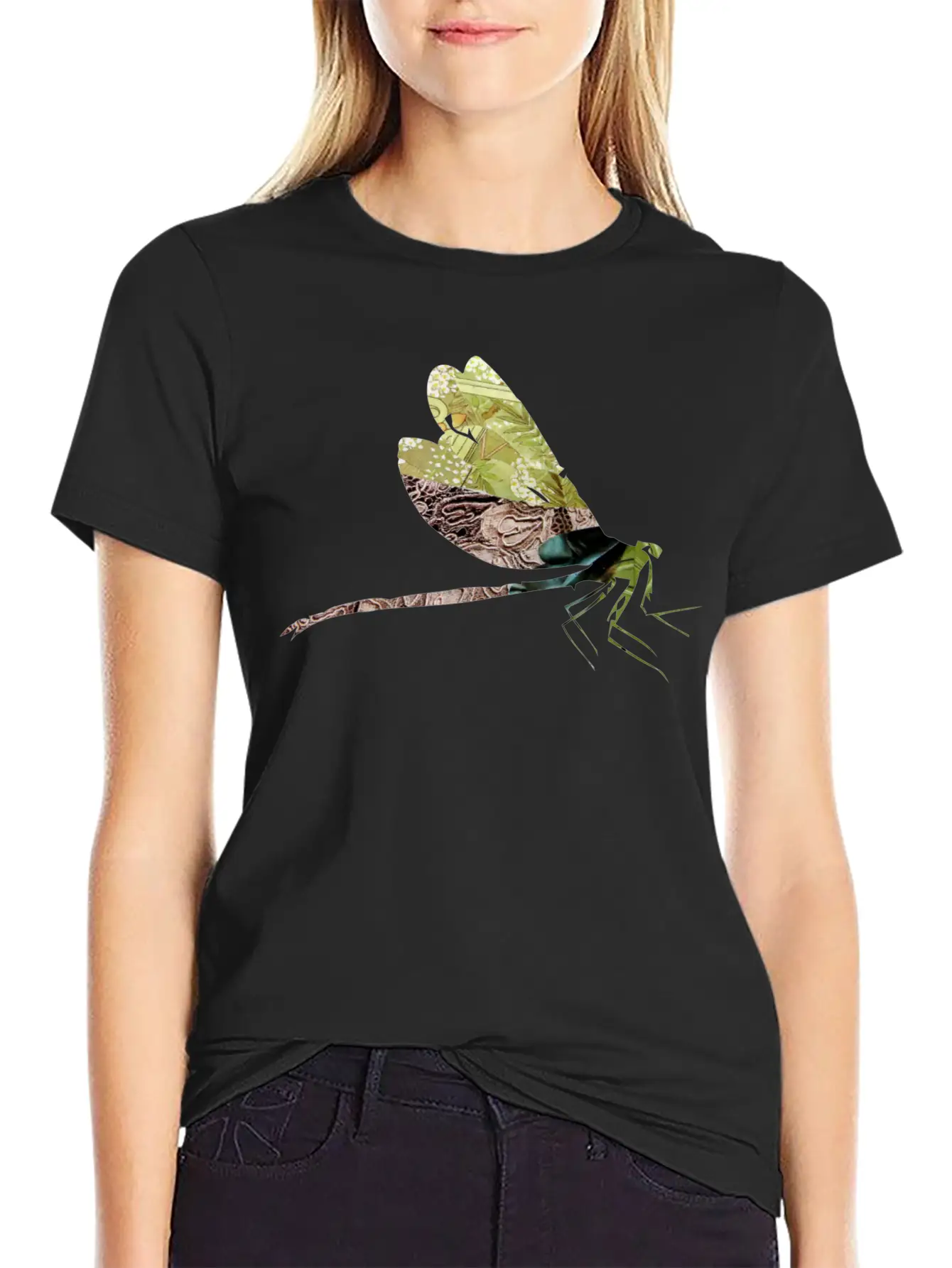 ArtTS Collage Art DAMSELFLY Greenz Bluz Unisex Casual T-Shirt – Clean Design For Daily Comfort