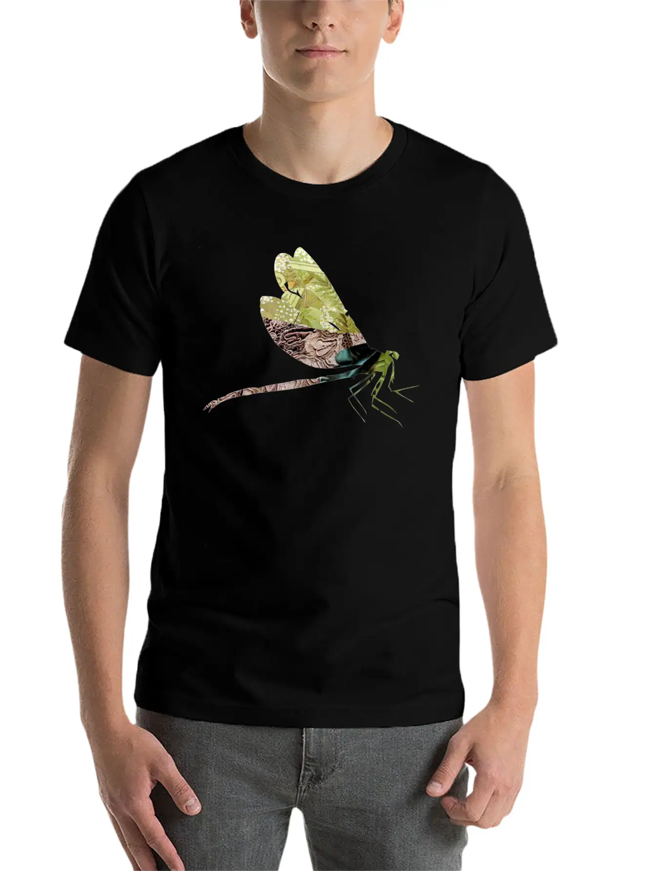 ArtTS Collage Art DAMSELFLY Greenz Bluz Unisex Casual T-Shirt – Clean Design For Daily Comfort