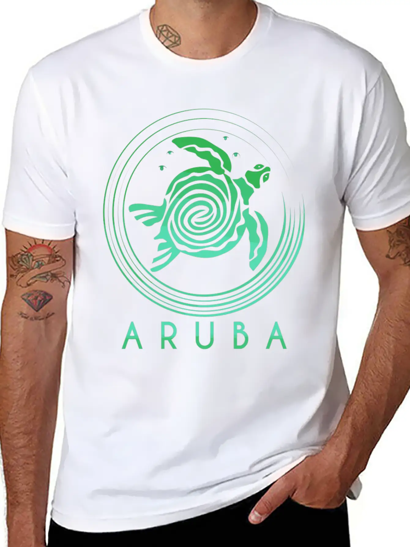 Aruba Tribal Turtle Classic Fit Graphic Tee For Daily Comfort – Unisex Cotton Shirt