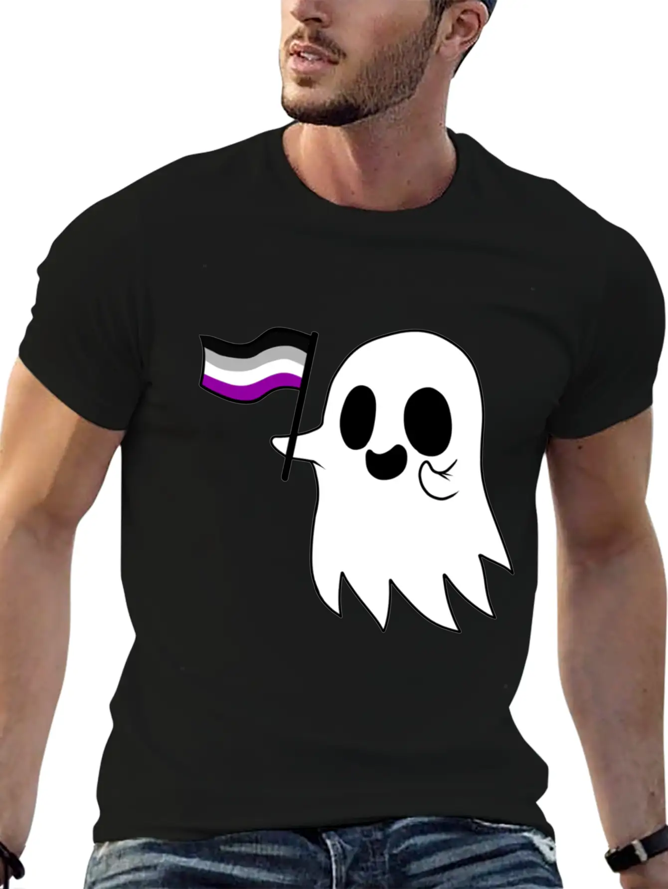 Asexual Pride Ghost Classic T Shirt Classic Fit Graphic Tee For Daily Comfort – Unisex Cotton Shirt