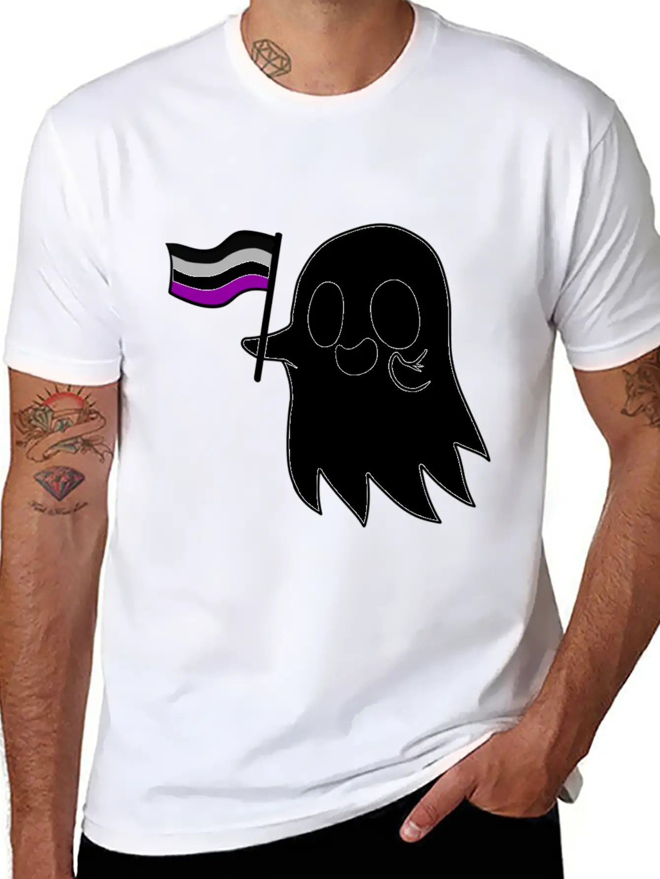 Asexual Pride Ghost Classic T Shirt Classic Fit Graphic Tee For Daily Comfort – Unisex Cotton Shirt
